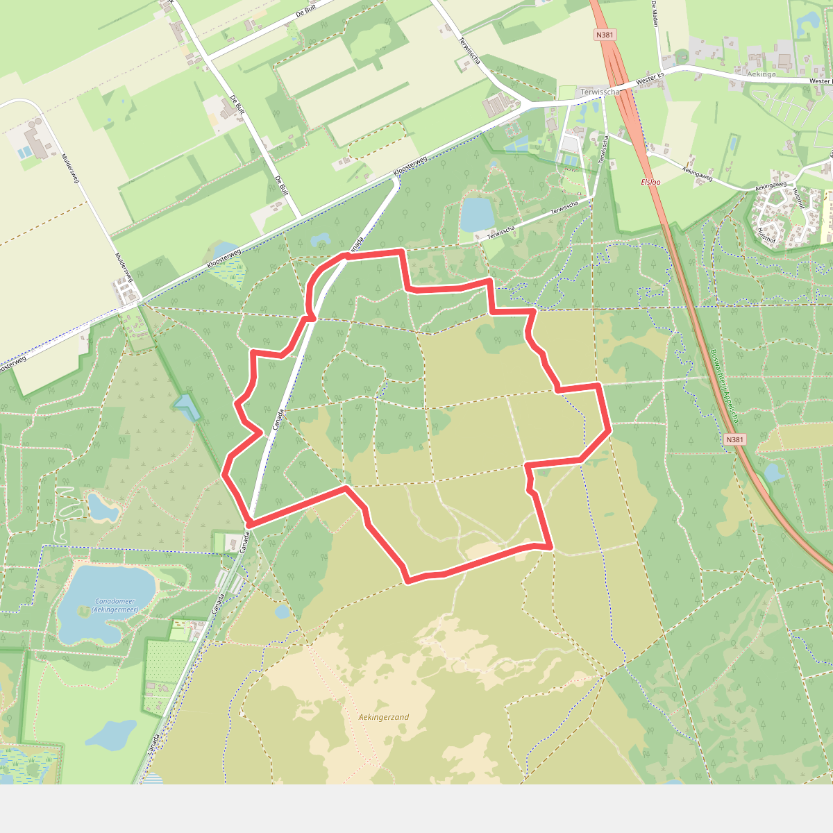 Drents-Friese woud route vanaf parkeerplaats