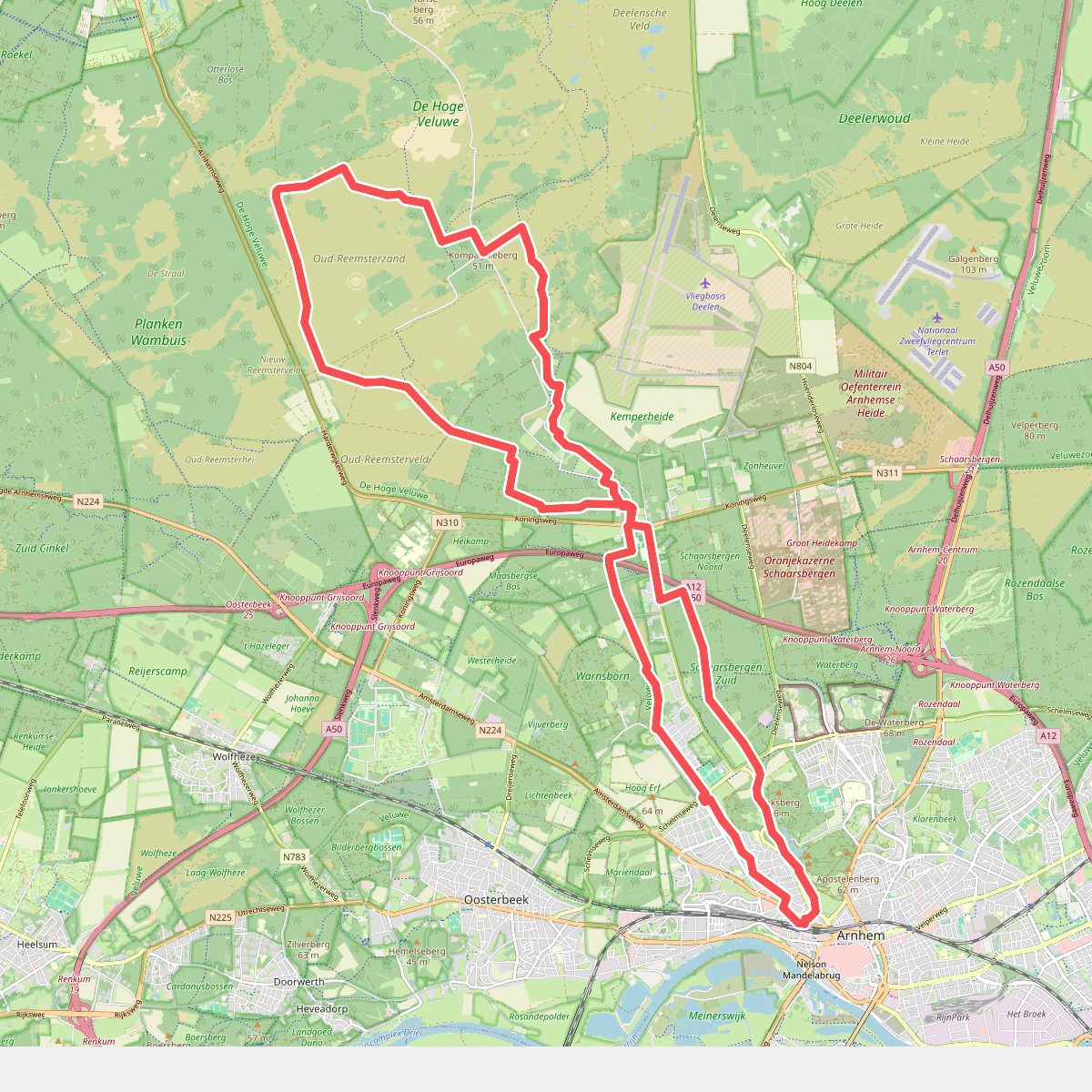Route met natuur