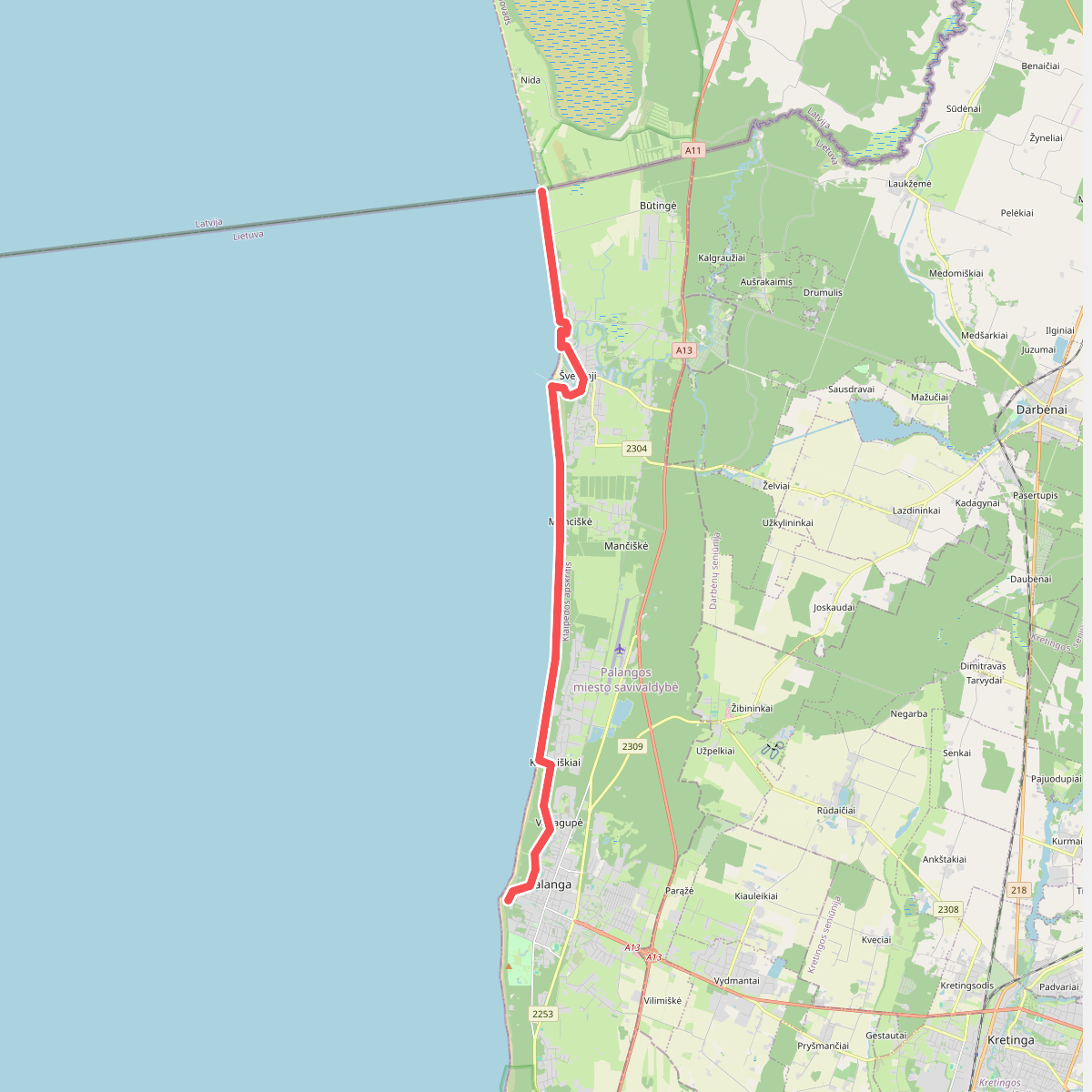 E9 section 68: Palanga – Latvia-Lithuania Border (Šventoji)