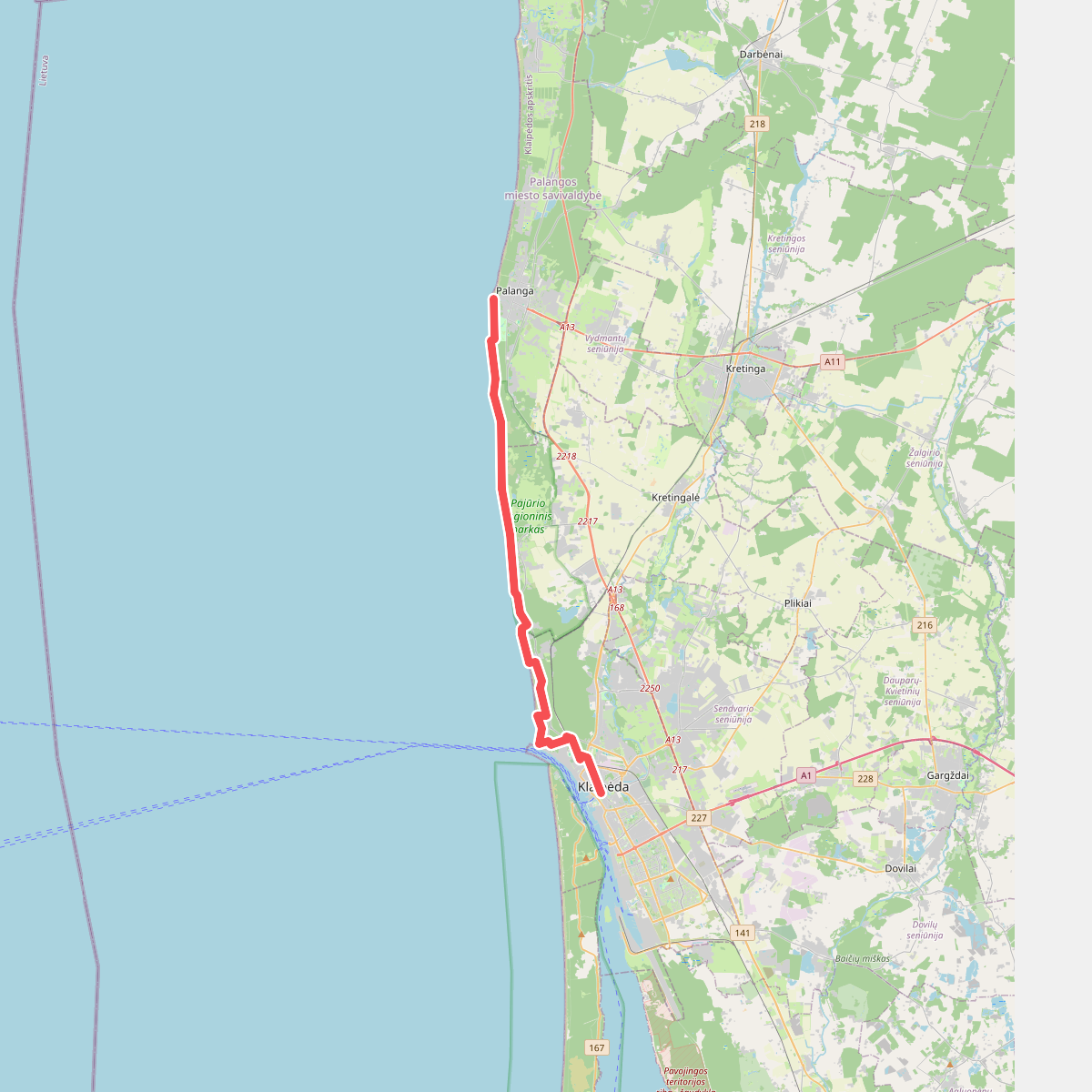 E9 section 67: Klaipėda – Palanga
