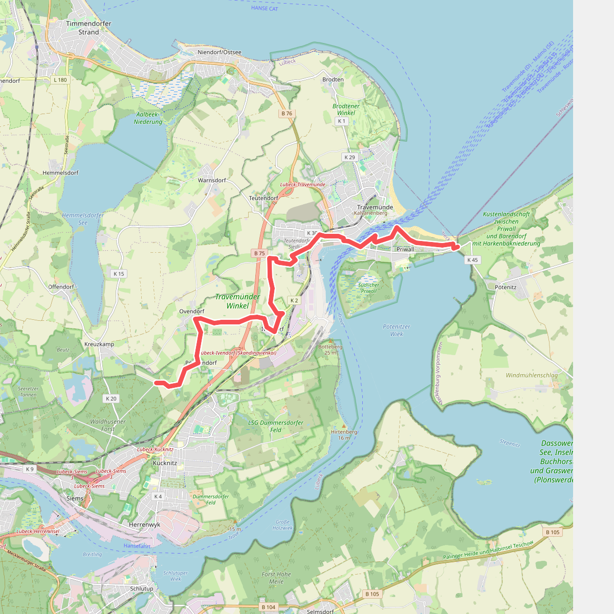 Europäischer Fernwanderweg E9, Deutschland, Schleswig-Holstein (Lübeck)