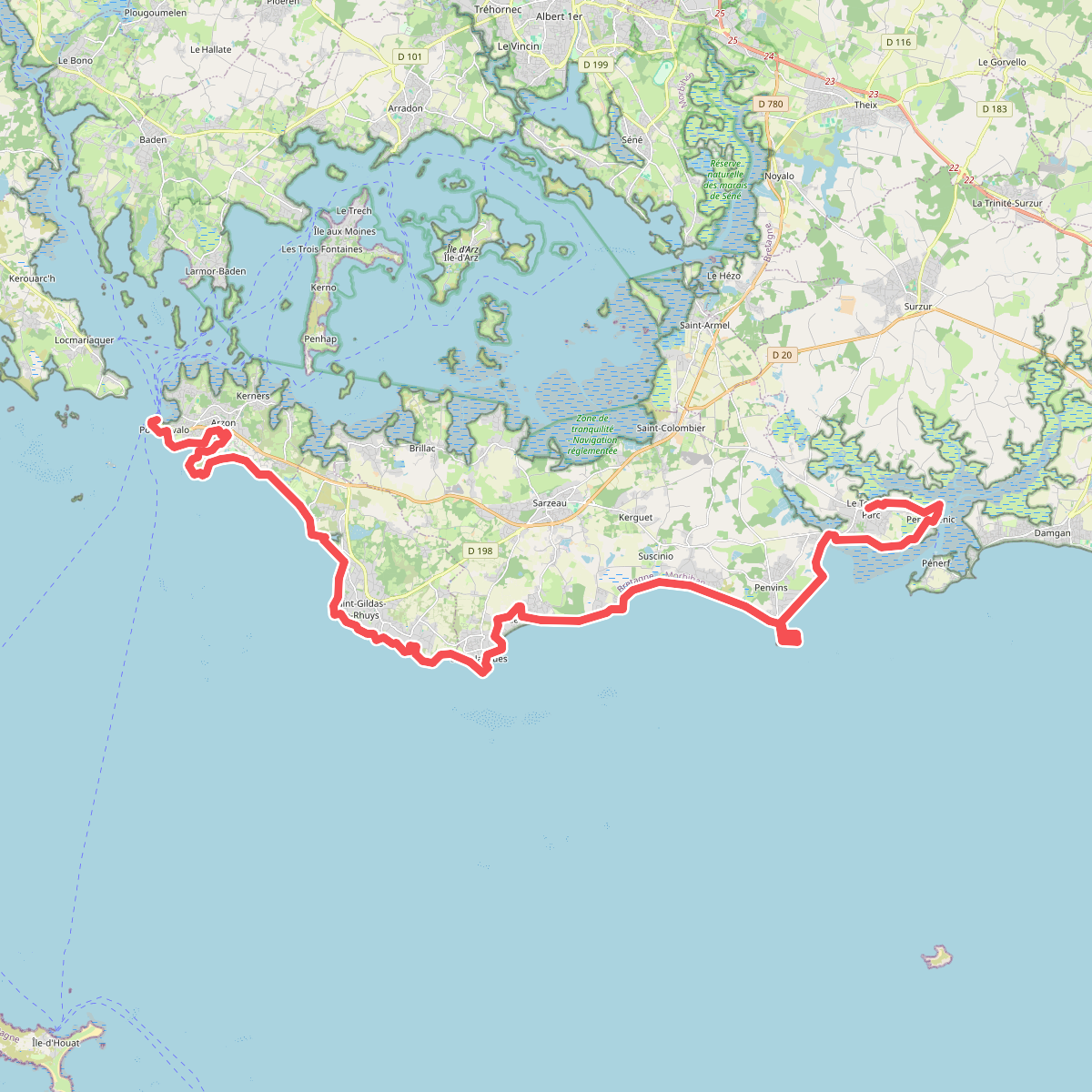 Chemin des Douaniers, Port-Navalo - Le Tour-du-Parc