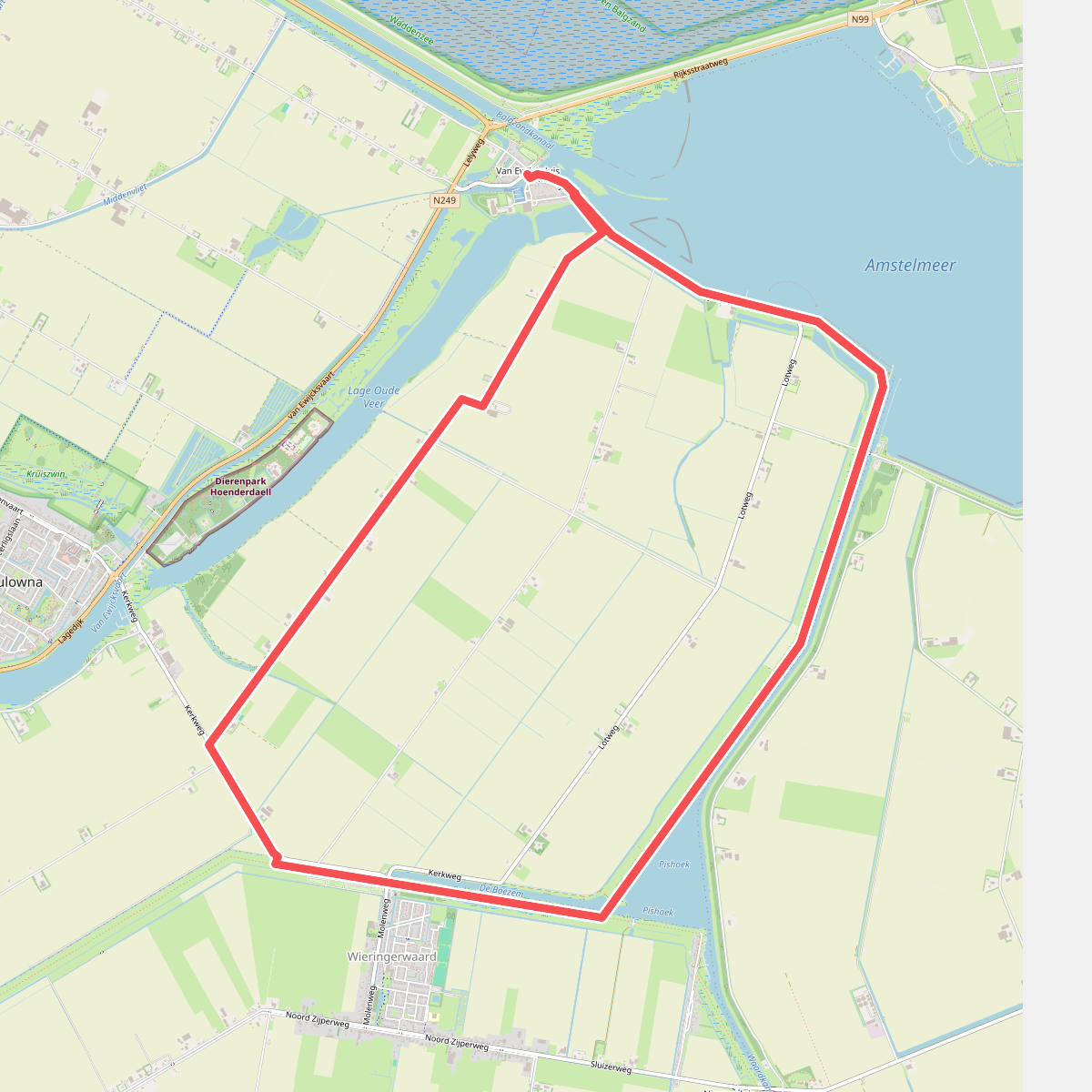 Oostpolderroute (groen)