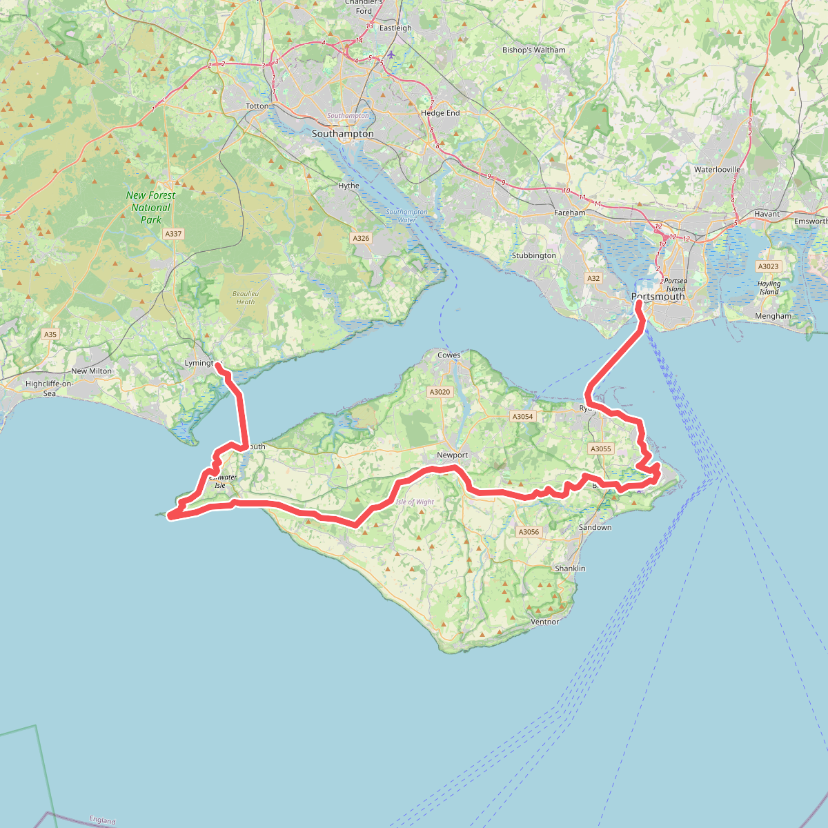 European walking route E9, Isle of Wight alternative