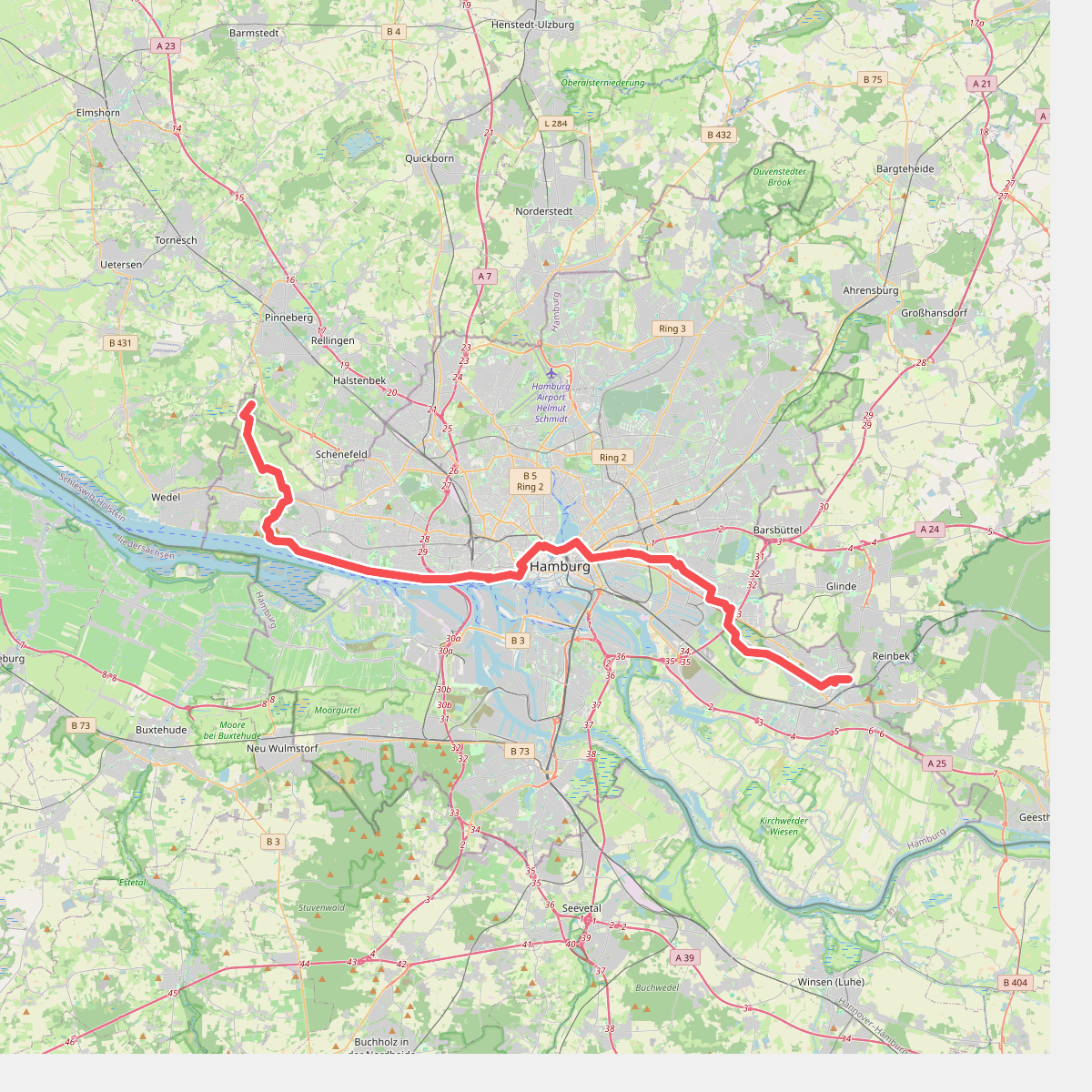 Europäischer Fernwanderweg E9, Deutschland, Hamburg
