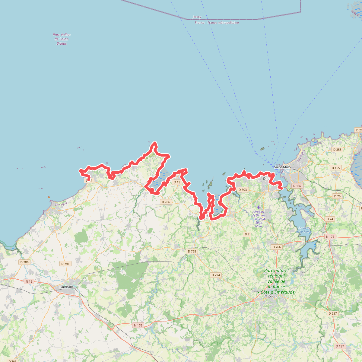 Chemin des Douaniers, La Rance - Erquy, tracé principal