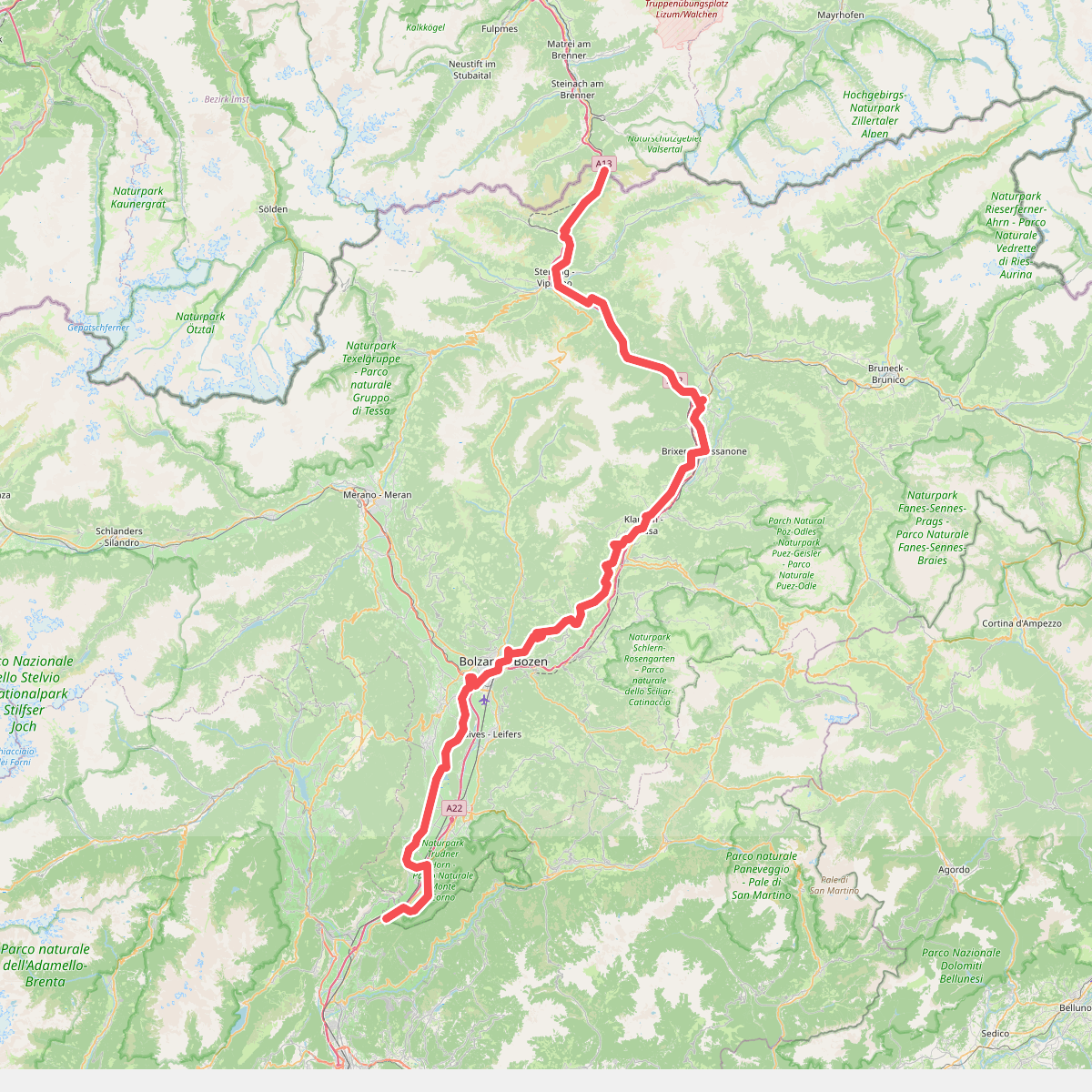Via Romea Südtiroler Abschnitt - Via Romea Tratto Altoatesino