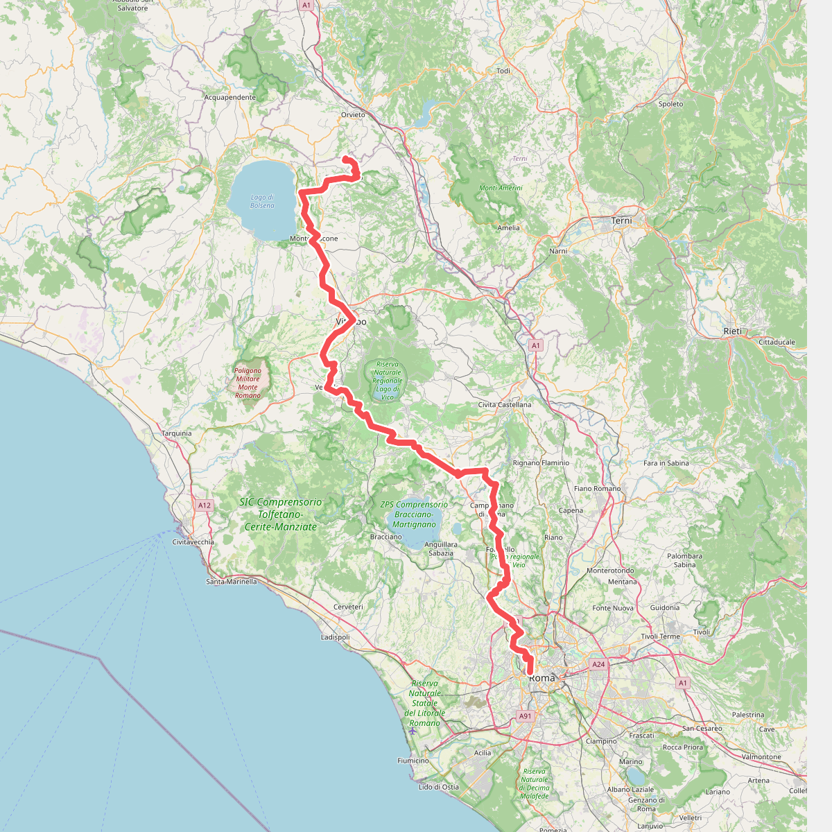 Via Romea - Tratto Lazio