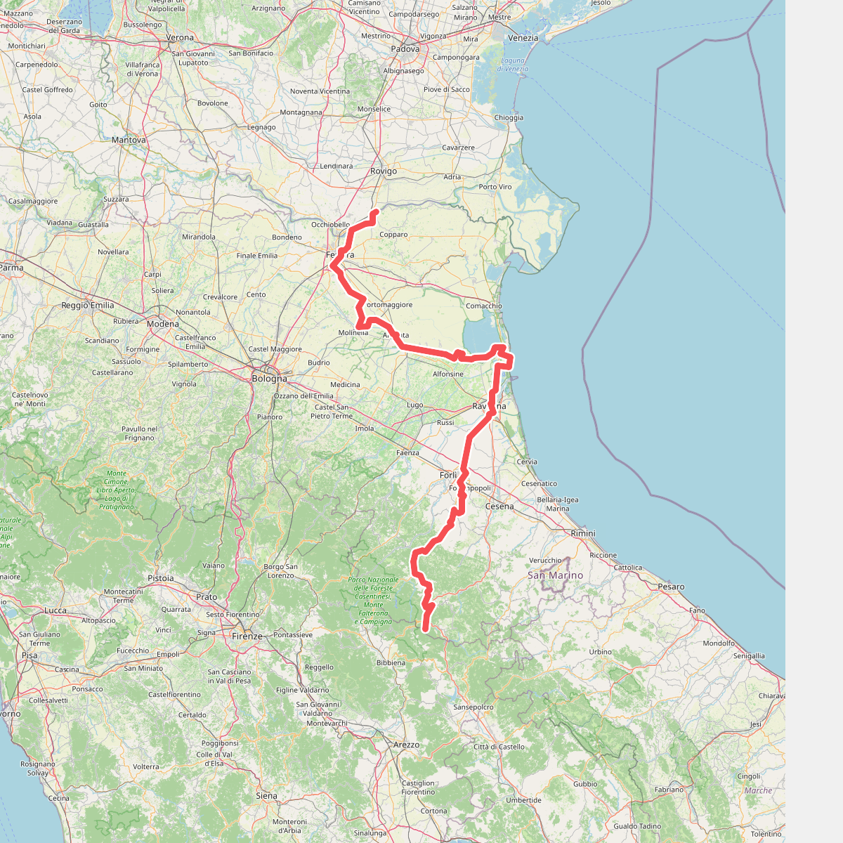 Via Romea - Tratto Emilia-Romagna