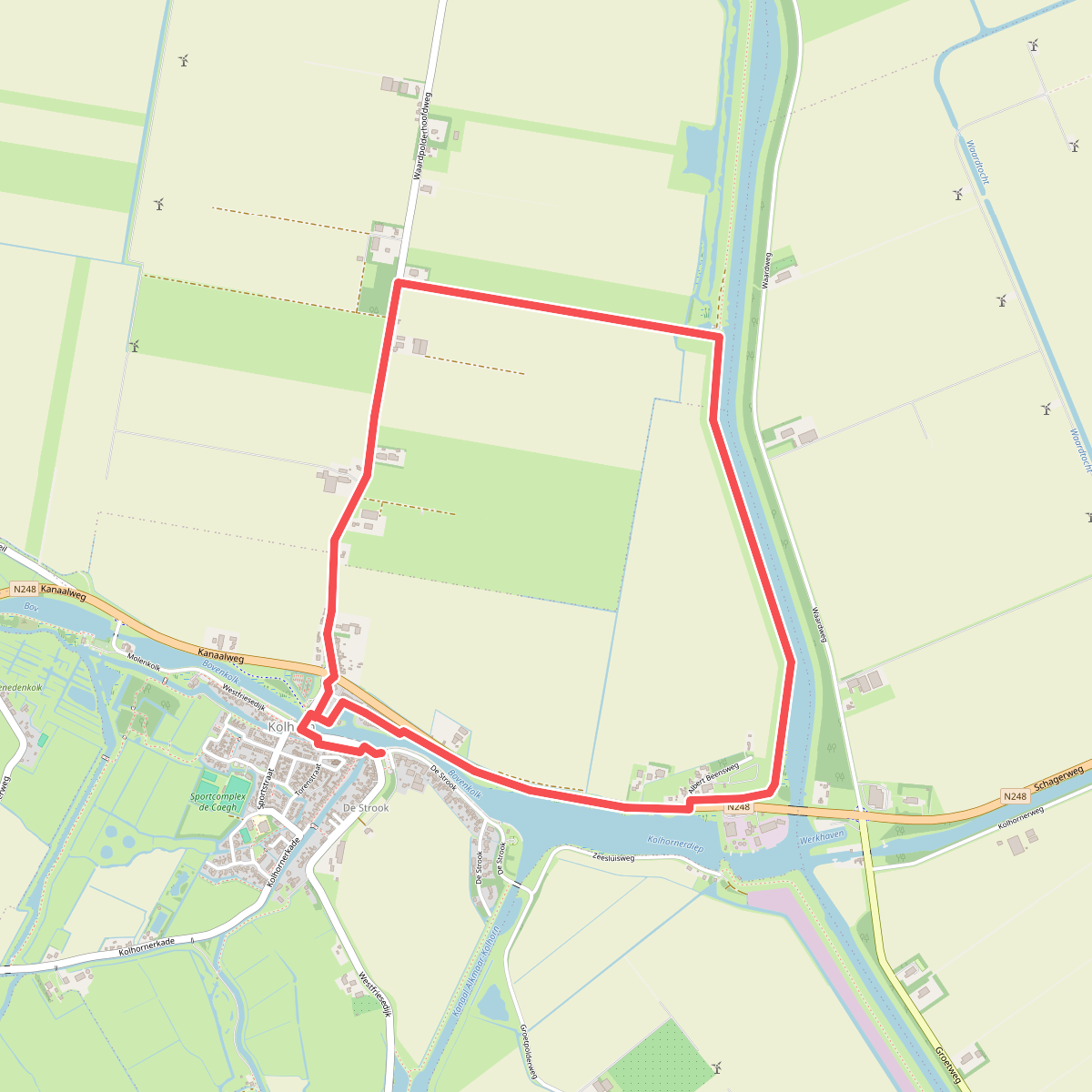 Waardkanaalroute (rood)