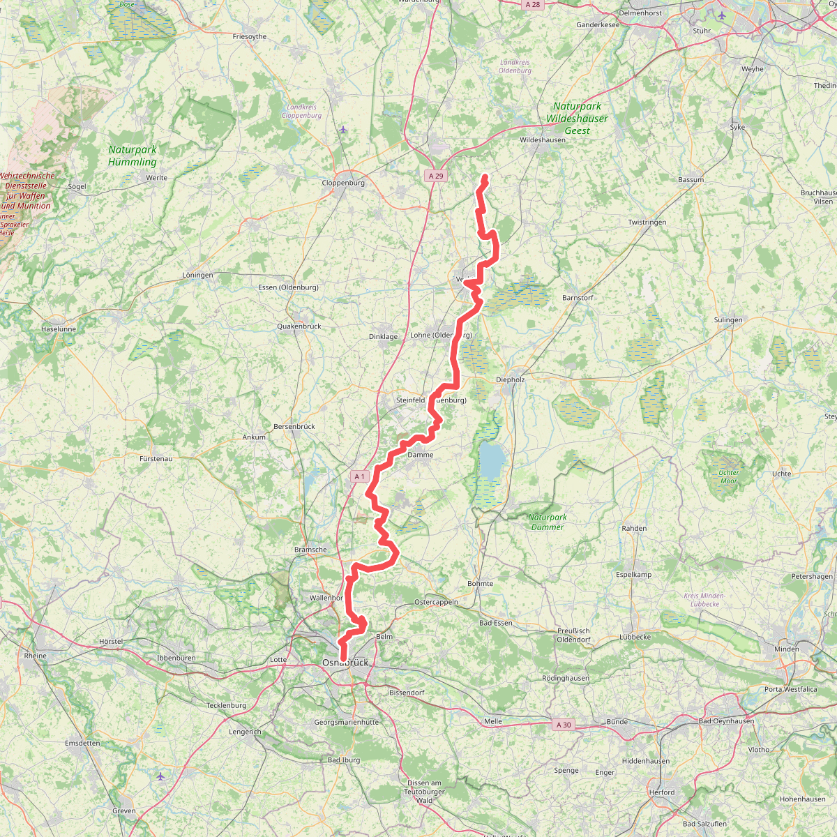 Jakobsweg via Baltica, Niedersachsen (Süd)