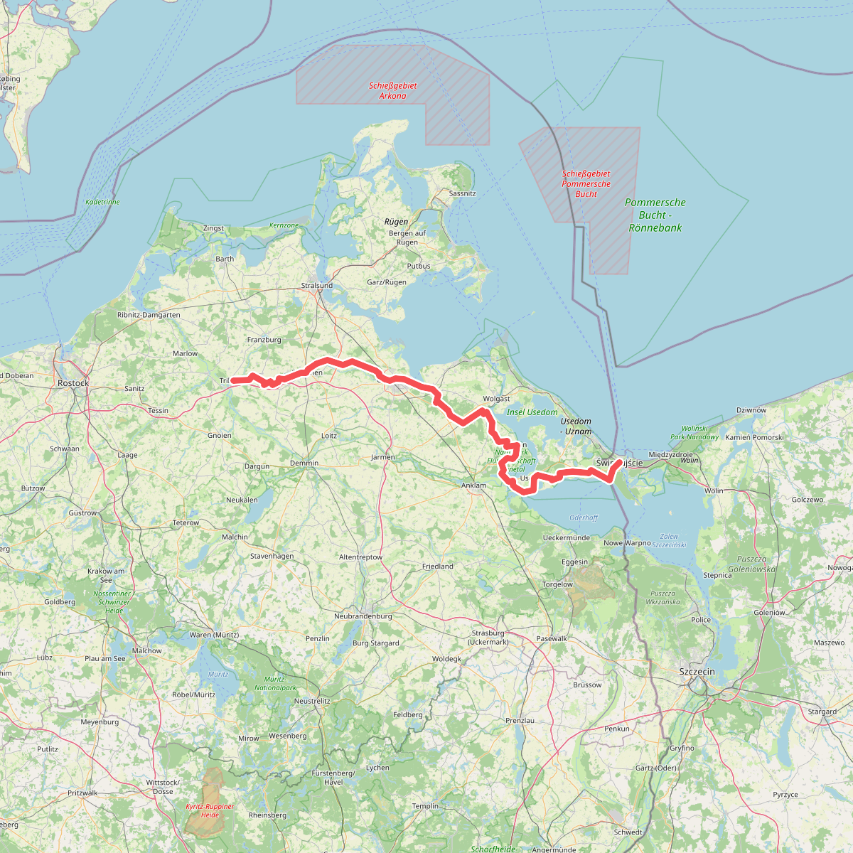Jakobsweg via Baltica, Mecklenburg-Vorpommern (Ost) Swinoujscie-Tribsees