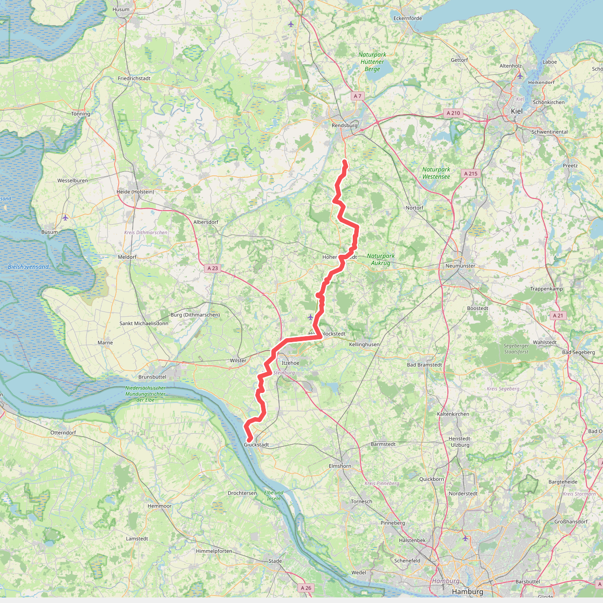 Jakobsweg - Via Jutlandica - Schleswig-Holstein (via Glücksstadt) Süd