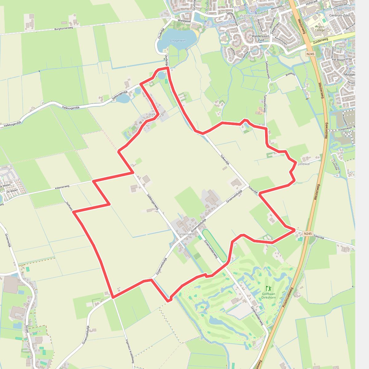 Gele route vanaf startpunt Valkkoog