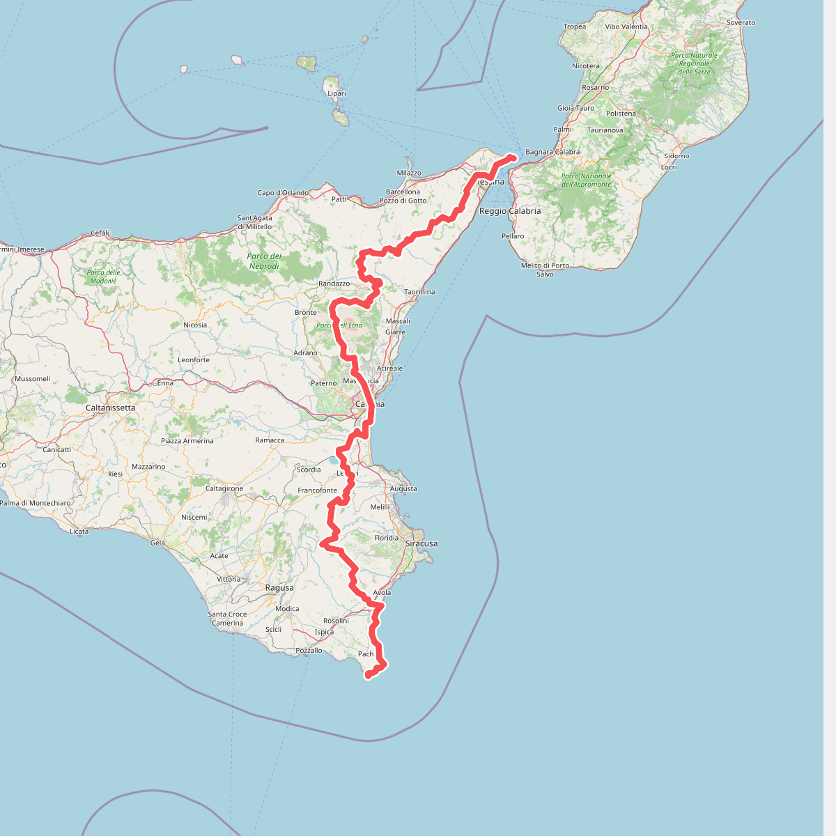 European Long distance path E1 - part Italy - Sicily