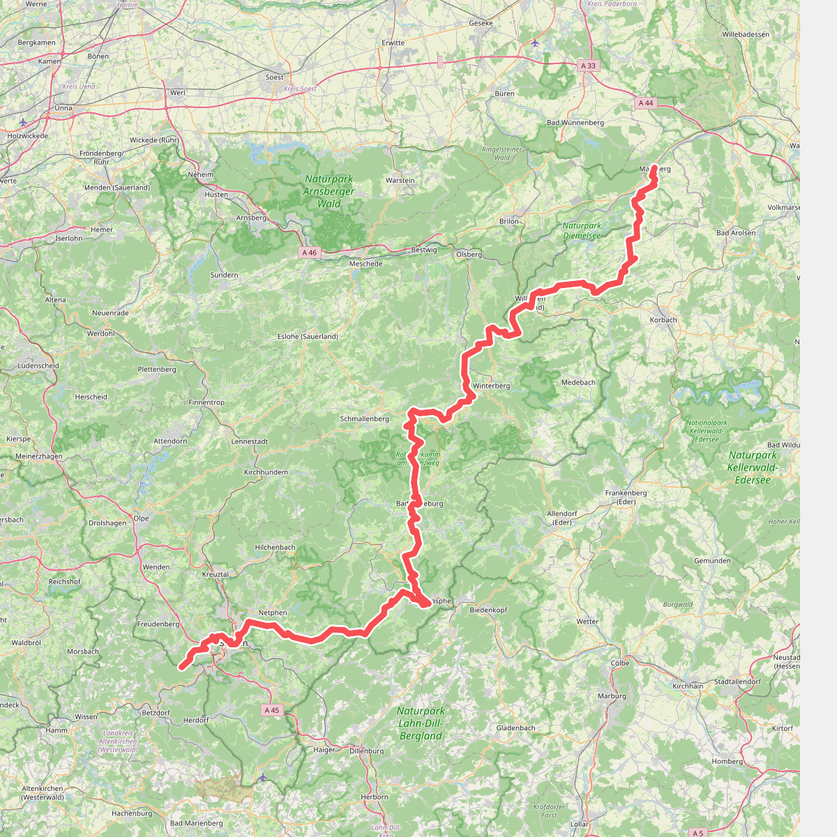 European Long distance path E1 - part Germany, Nordrhein-Westfalen (south)