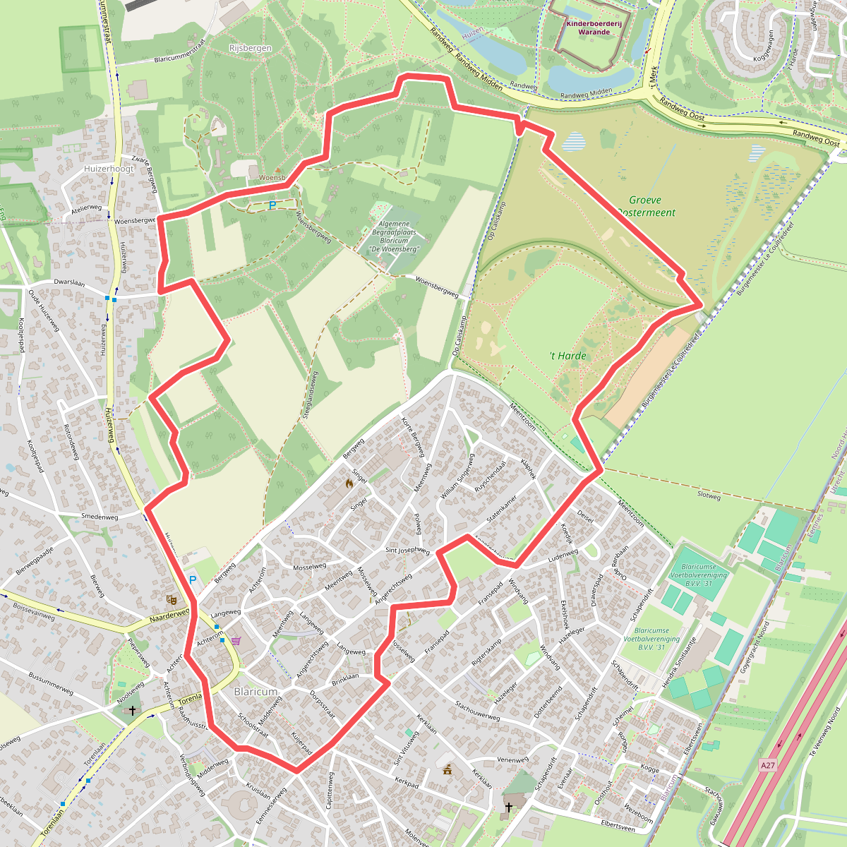Warandebergenroute (blauw)
