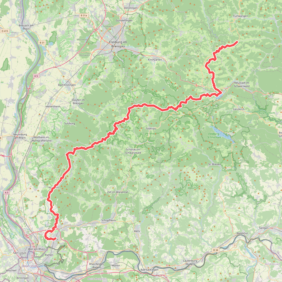 Nord Süd Trail, Abschnitt Kalte Herberge - Lörrach