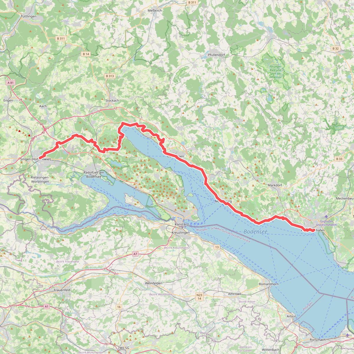 Nord Süd Trail, Abschnitt Singen (Hohentwiel) - Friedrichshafen