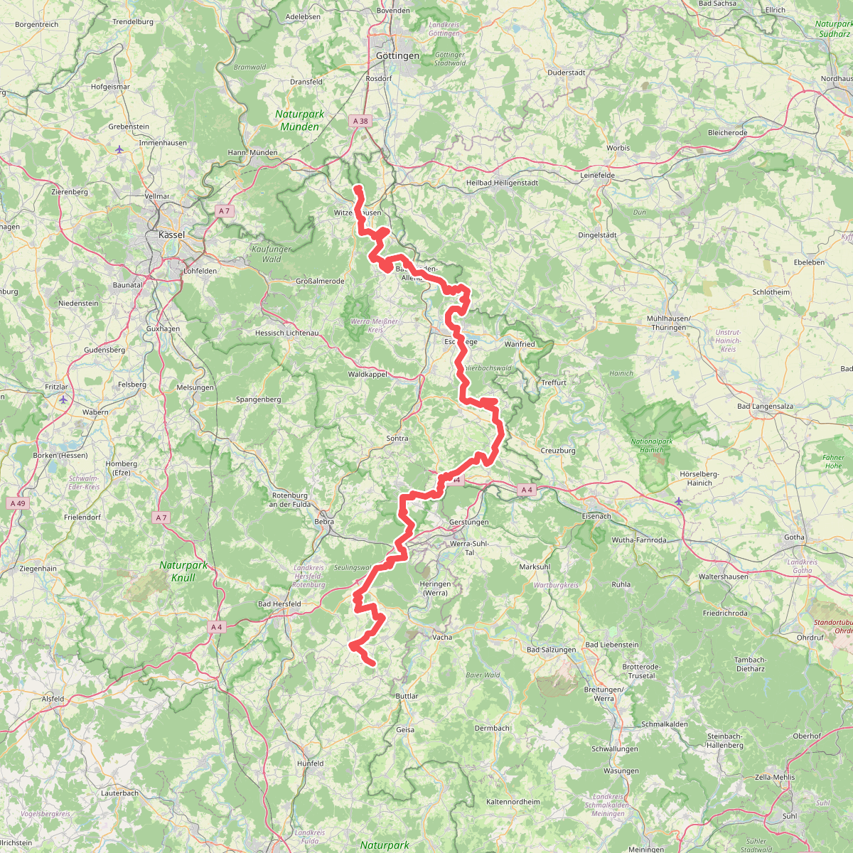 Europäischer Fernwanderweg E6, Deutschland, Hessen