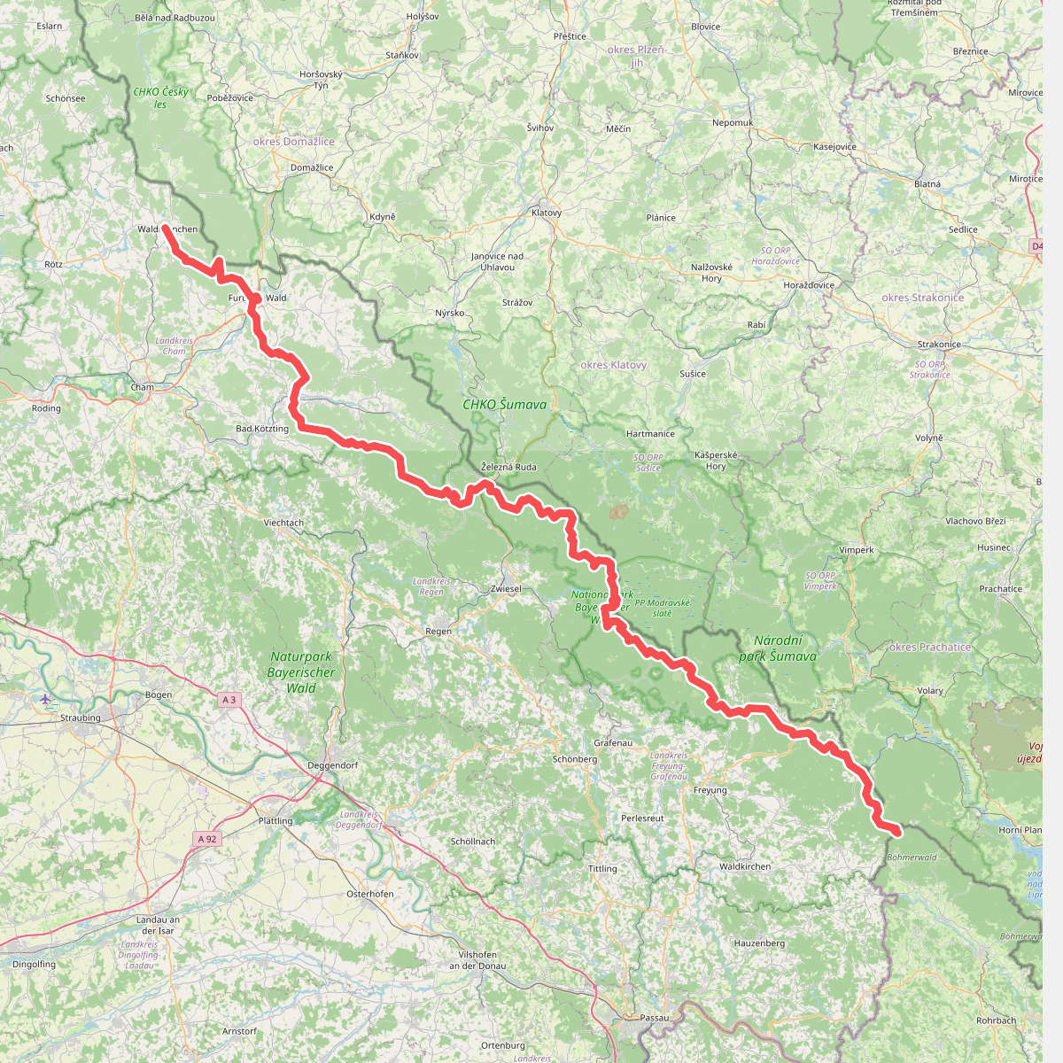 Europäischer Fernwanderweg E6, Deutschland, Bayerischer Wald