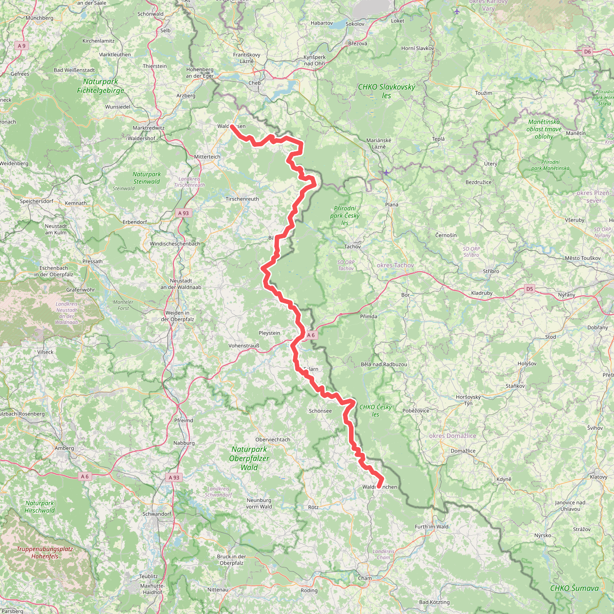 Europäischer Fernwanderweg E6, Deutschland, Oberpfalz