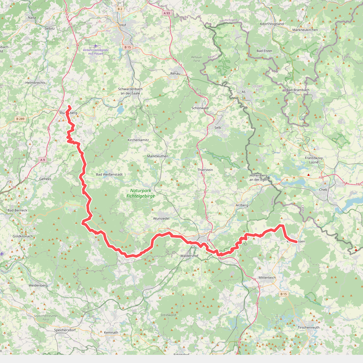 Europäischer Fernwanderweg E6, Deutschland, Fichtelgebirge