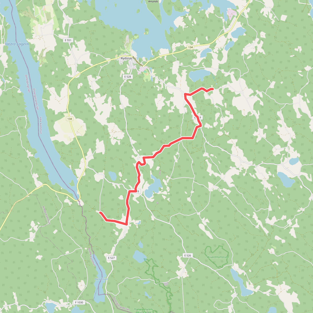 Östgötaleden: Brantefall-Länsgränsen
