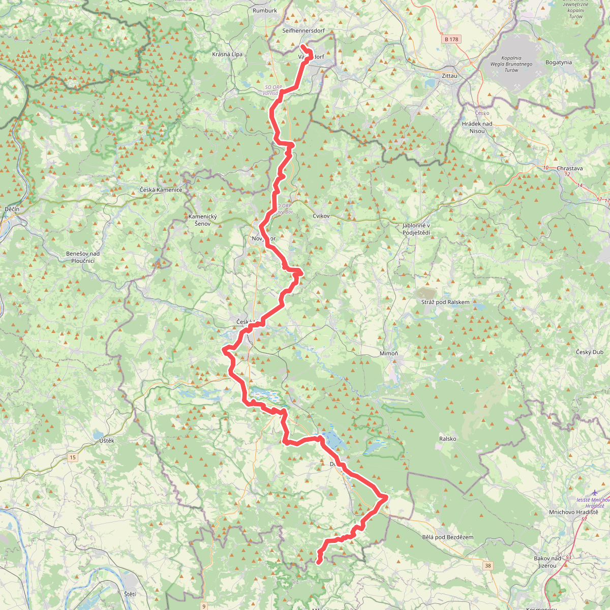 Evropská dálková trasa E10, Česká republika, Severočeský kraj