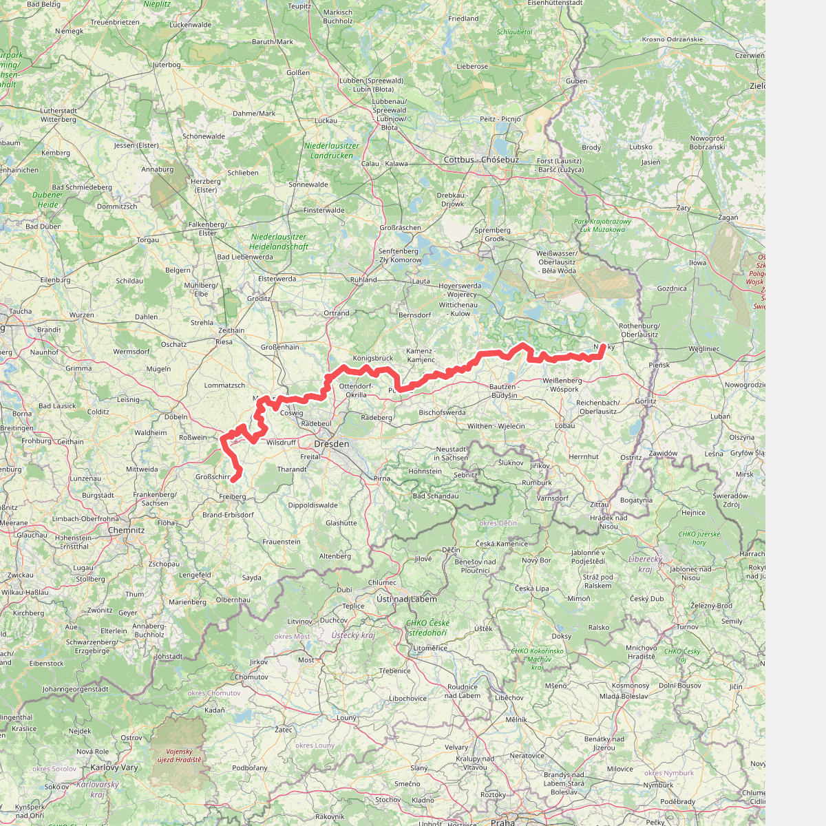 Fernwanderweg Ostsee–Saaletalsperren (Abschnitt Niesky – Freiberg)