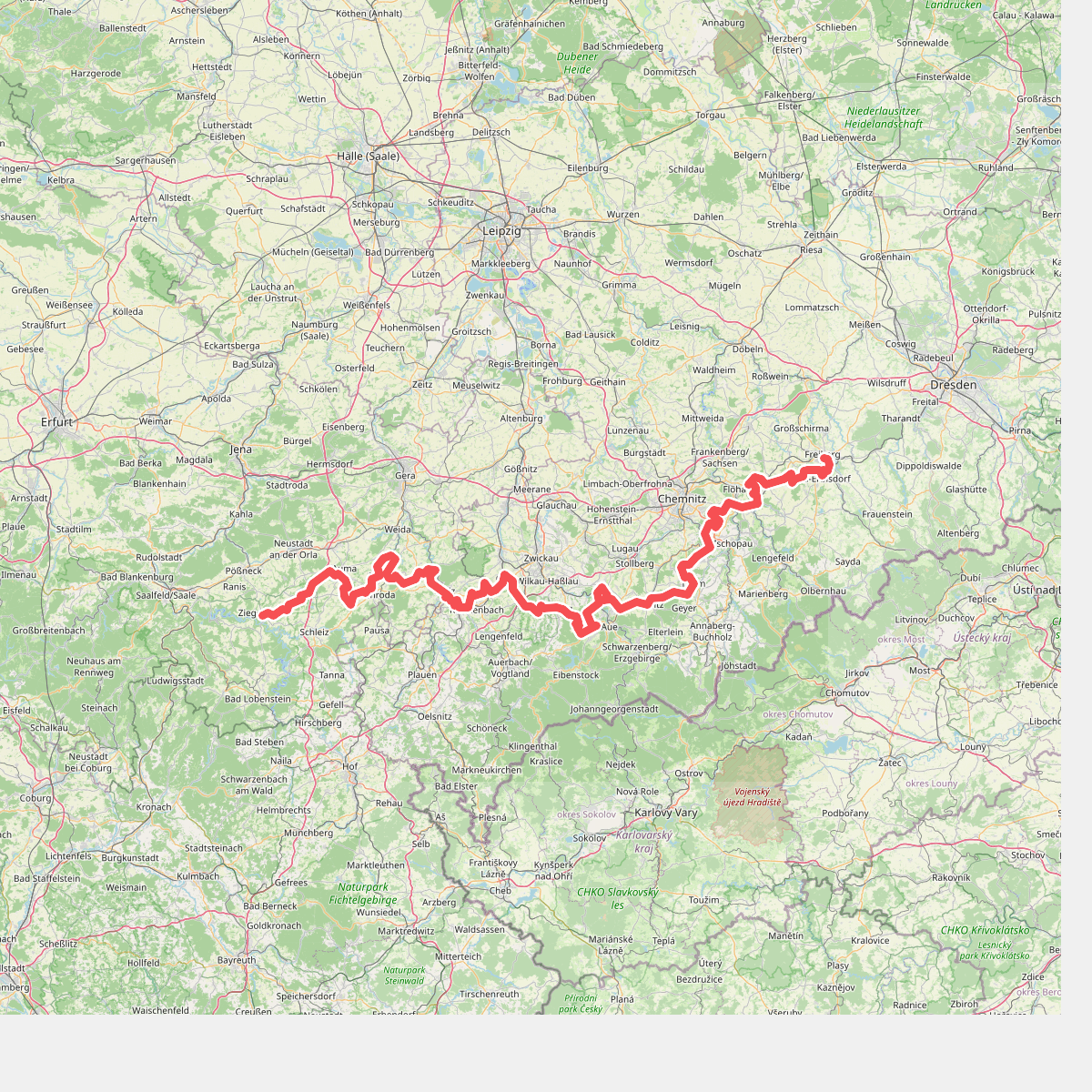 Fernwanderweg Ostsee–Saaletalsperren (Abschnitt Freiberg – Ziegenrück)