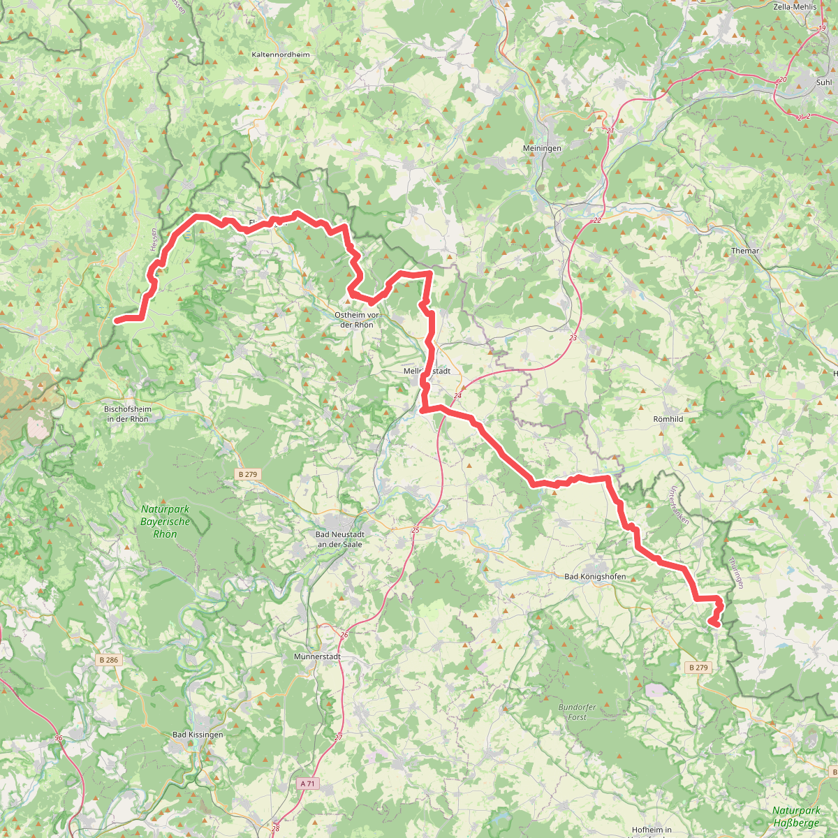 Europäischer Fernwanderweg E3, Bayrische Rhön