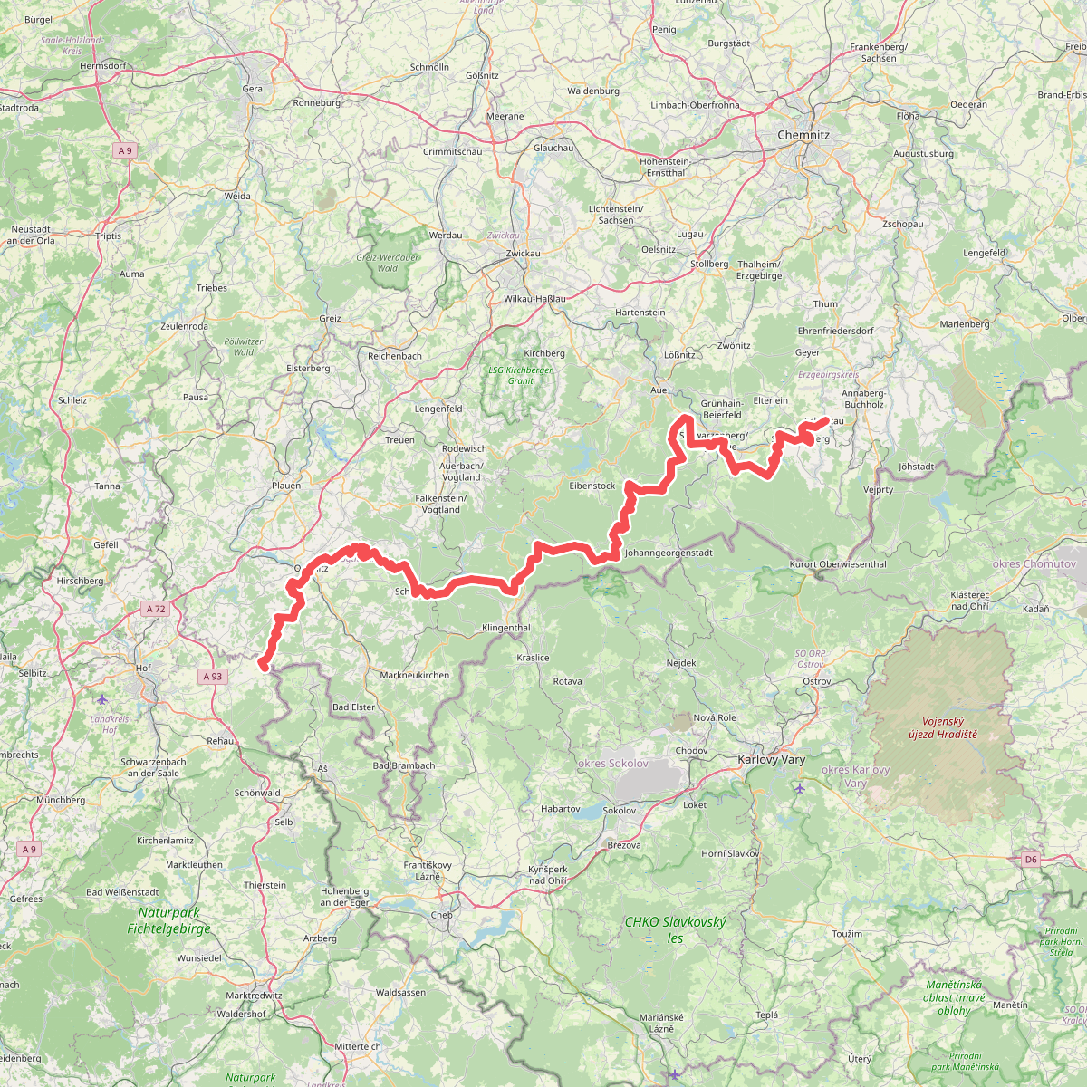 Europäischer Fernwanderweg E3, Sachsen (West)