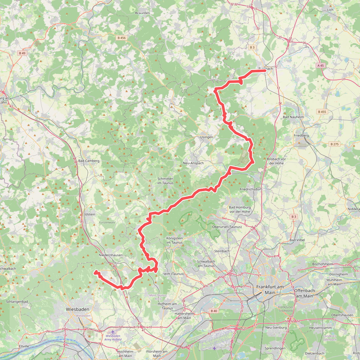 Europäischer Fernwanderweg E3, Taunus