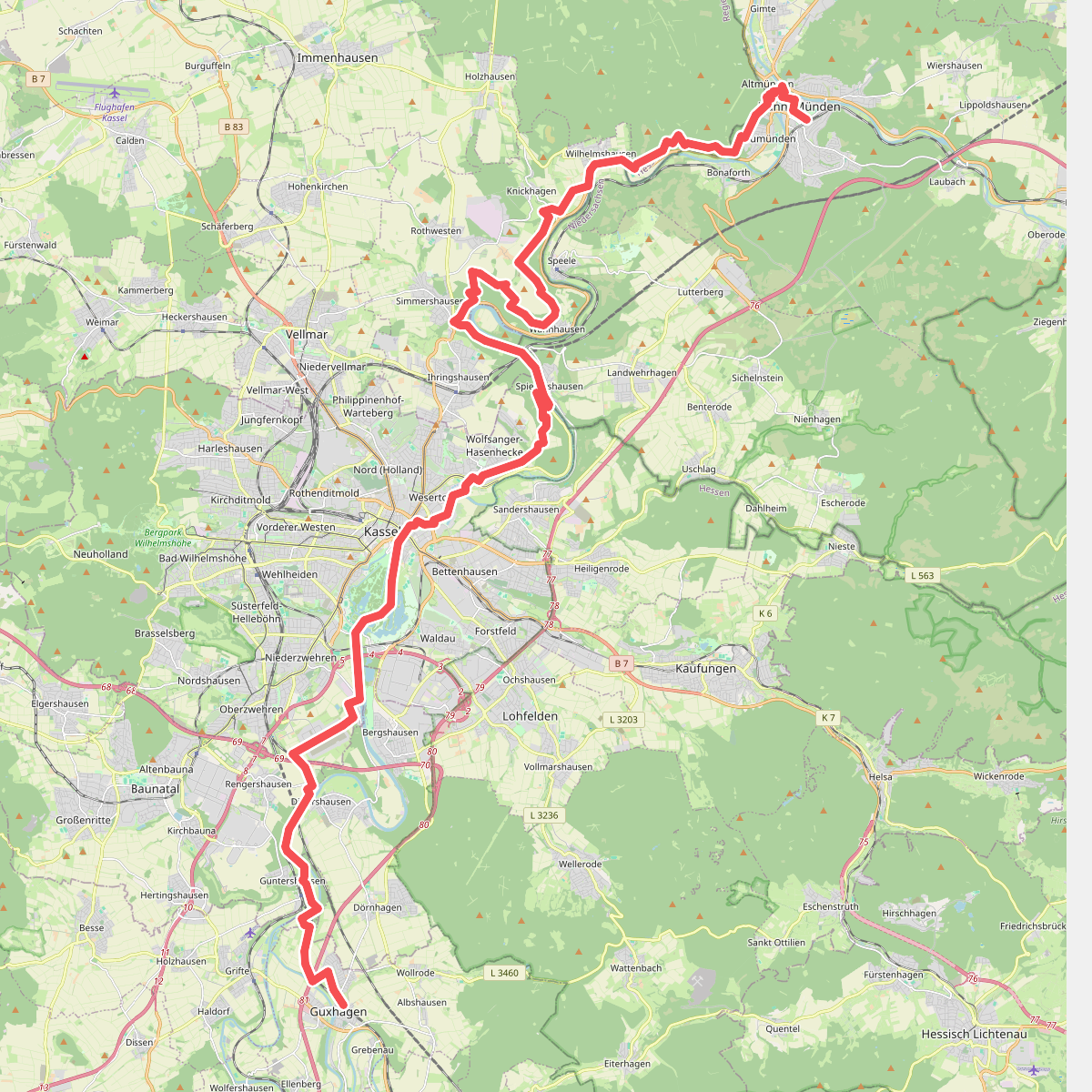 Fuldahöhenweg (Teilstück Guxhagen - Weserstein / Hann. Münden)