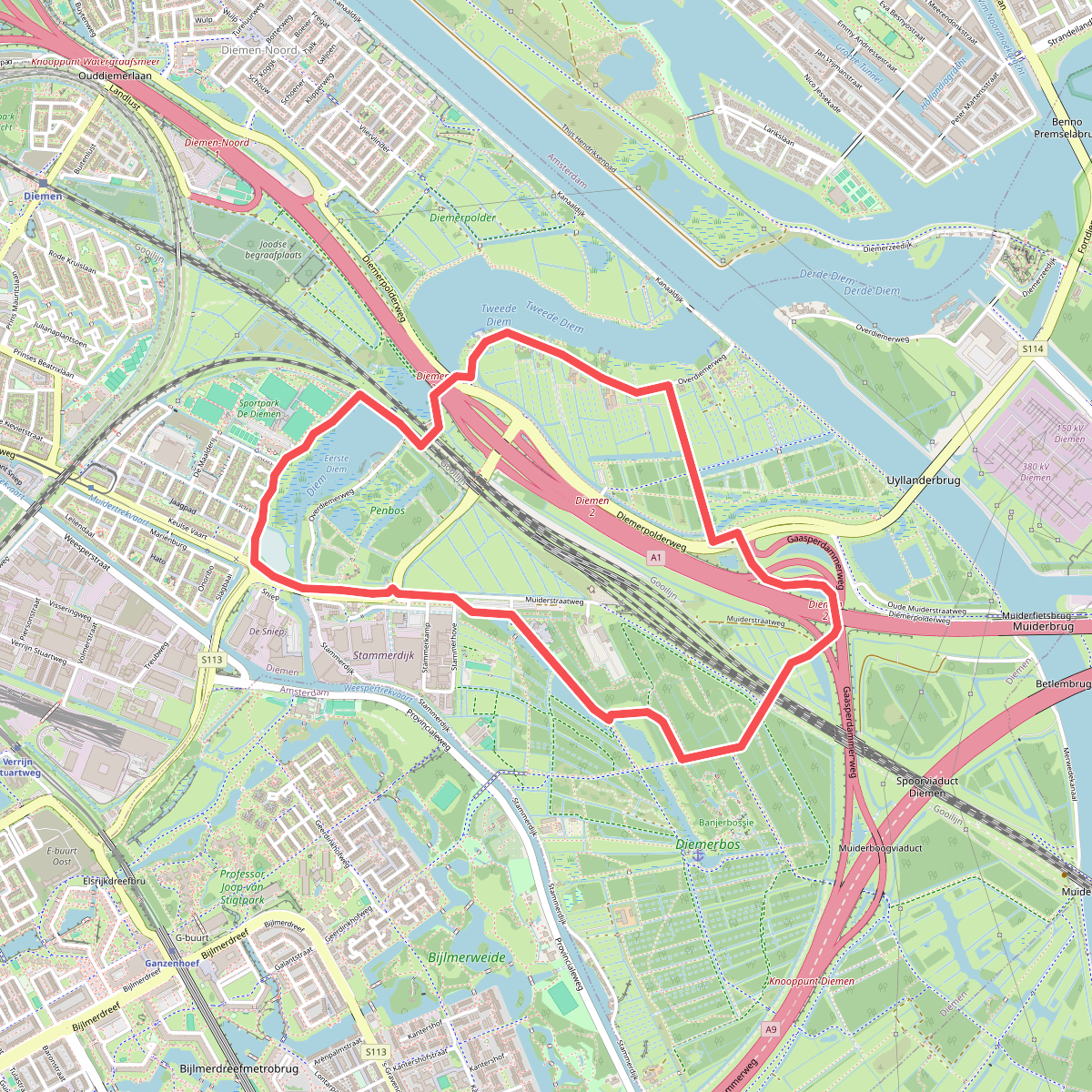 Overdiemenroute (blauw)