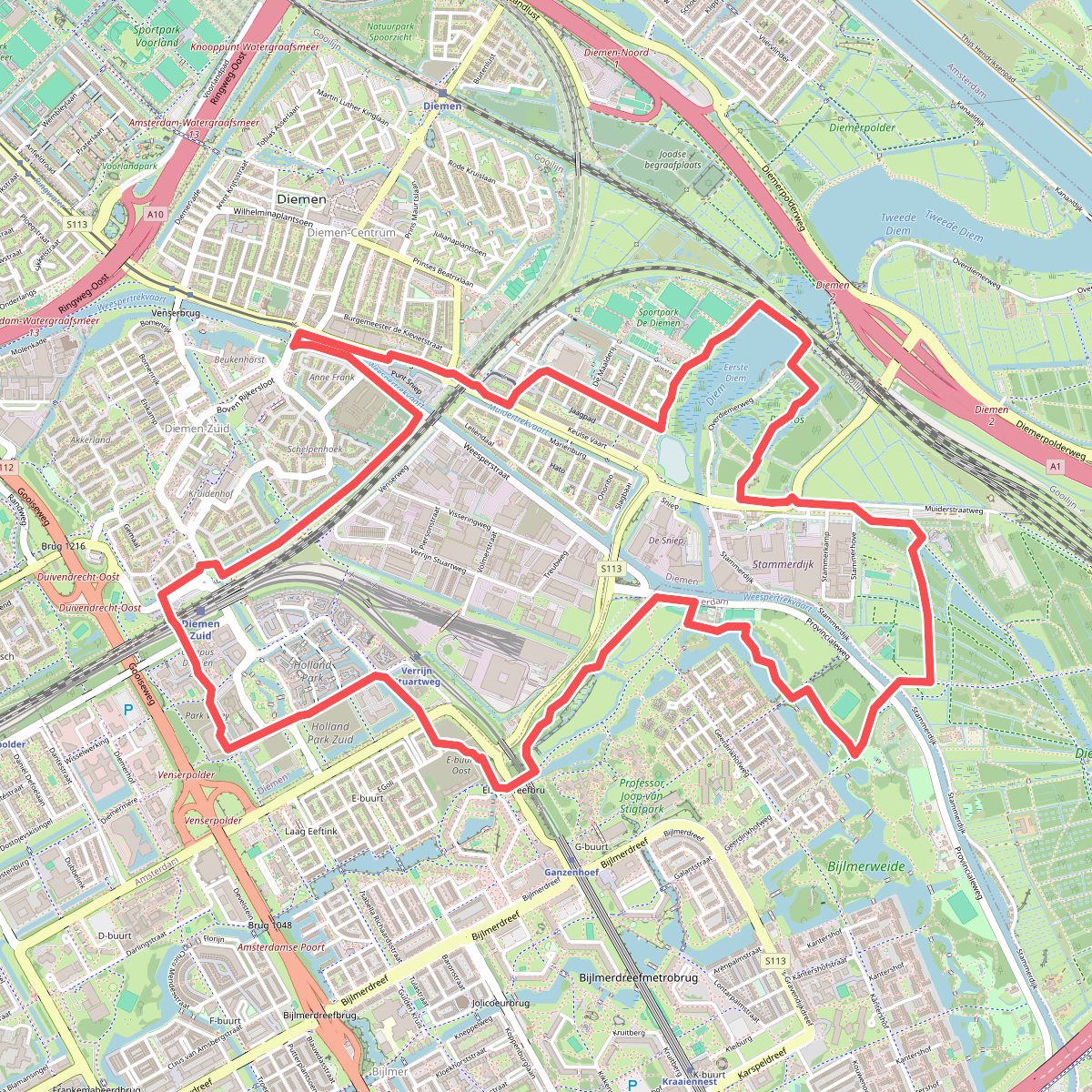 Bijlmerweideroute (groen)
