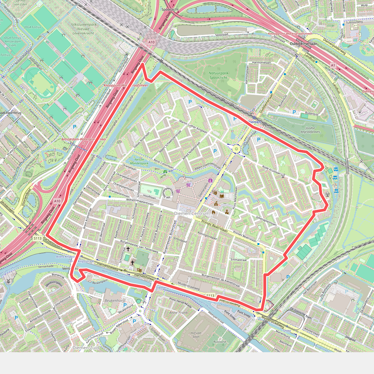 Diemerbrugroute (blauw)