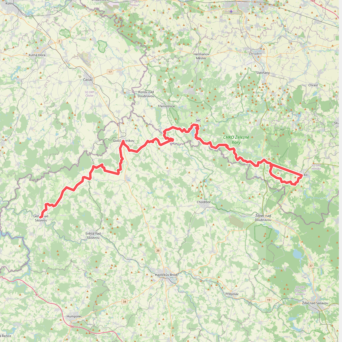 Via Czechia - Centrální (6. Hornosázavská pahorkatina a Železné hory)
