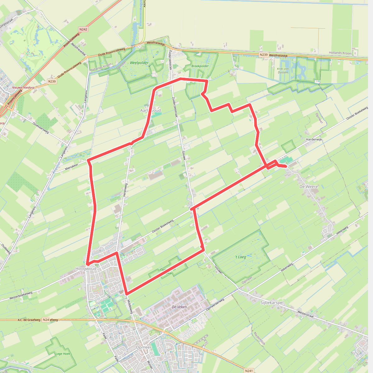 Opmeerder Wuivertocht (geel) vanaf Startpunt De Weere
