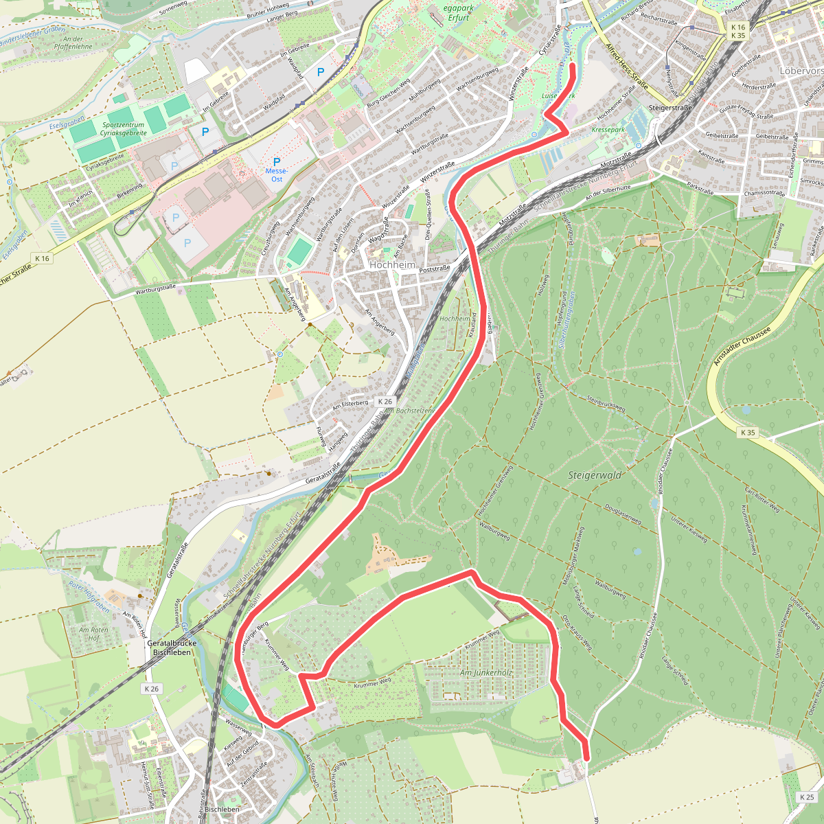Wanderweg Luisenpark - Waldhaus Rhoda