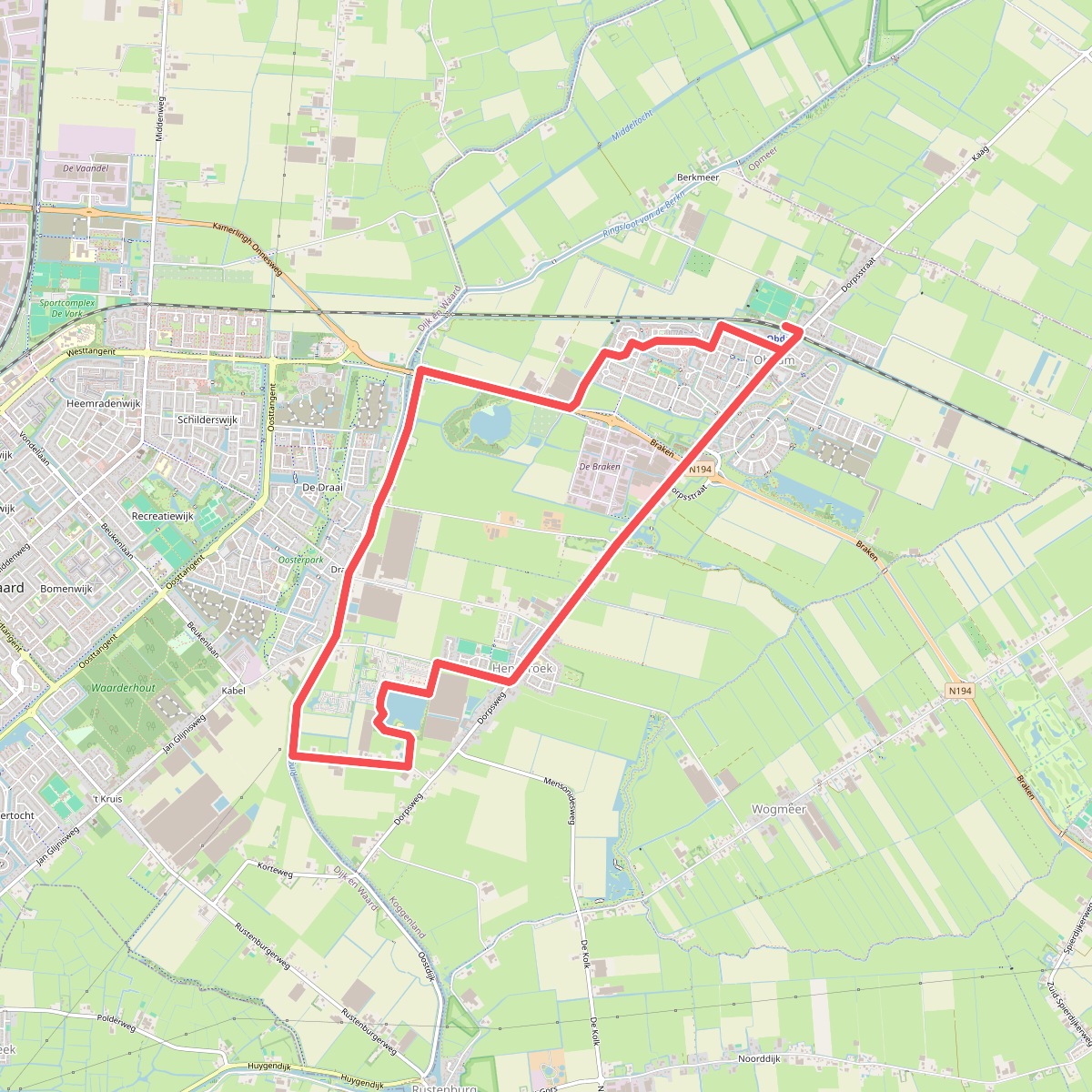 Obdammerdijkroute (rood)