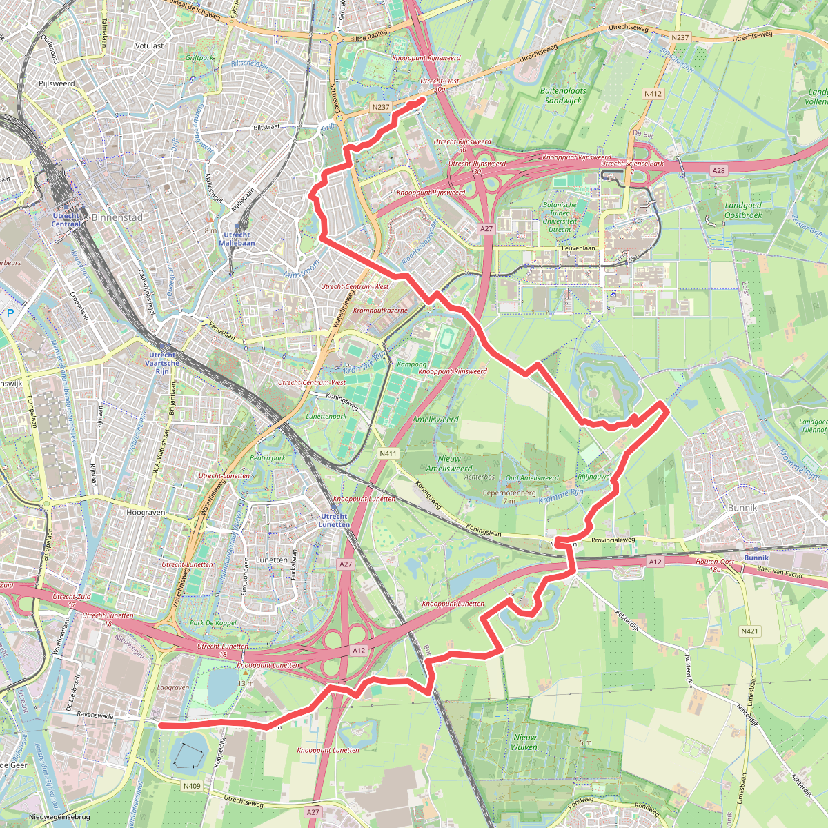 Utrecht, Archimedeslaan - Nieuwegein, Laagraven · Waterliniepad etappe 13
