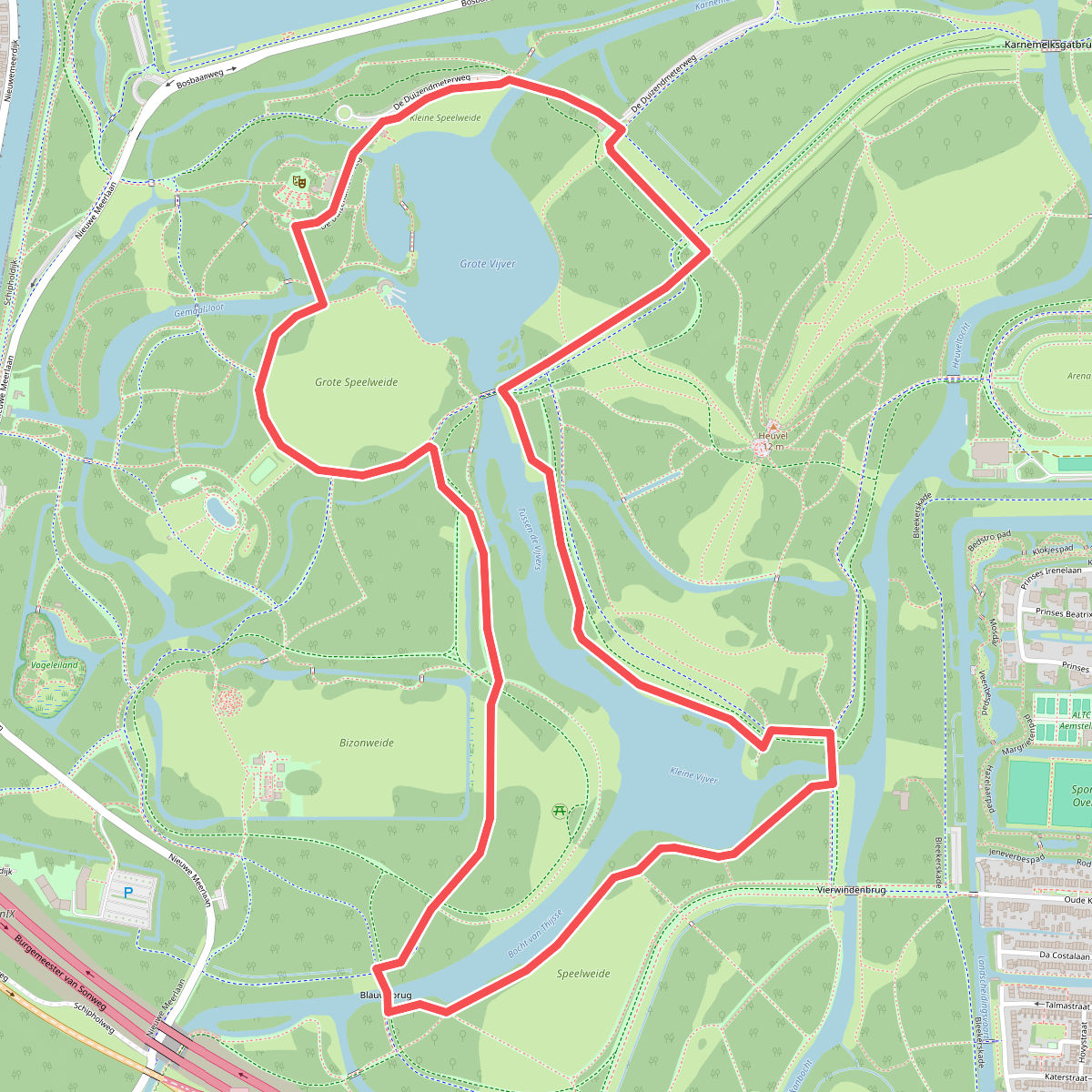Vijverwandeling (rood)