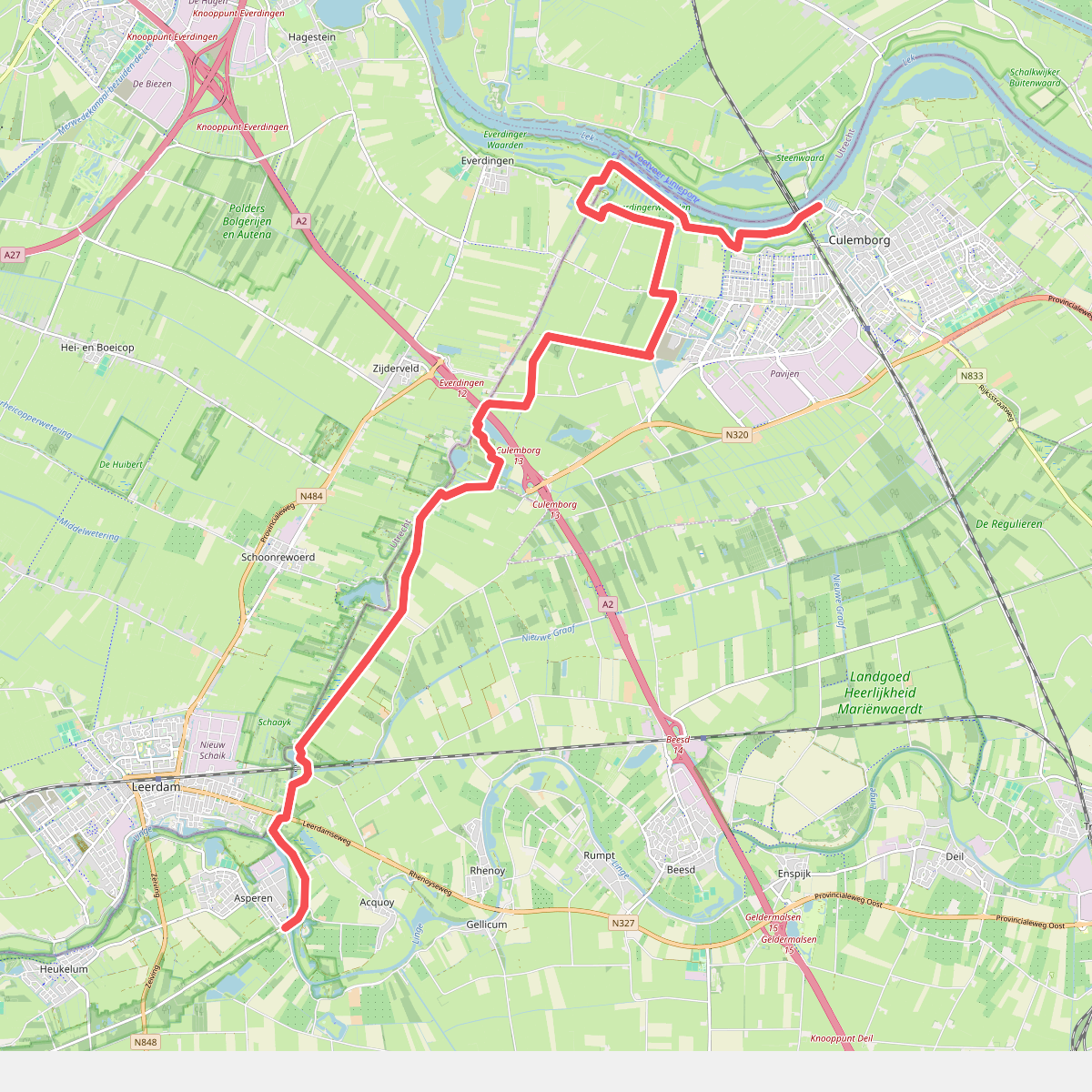 Culemborg, veer - Asperen · Waterliniepad etappe 16
