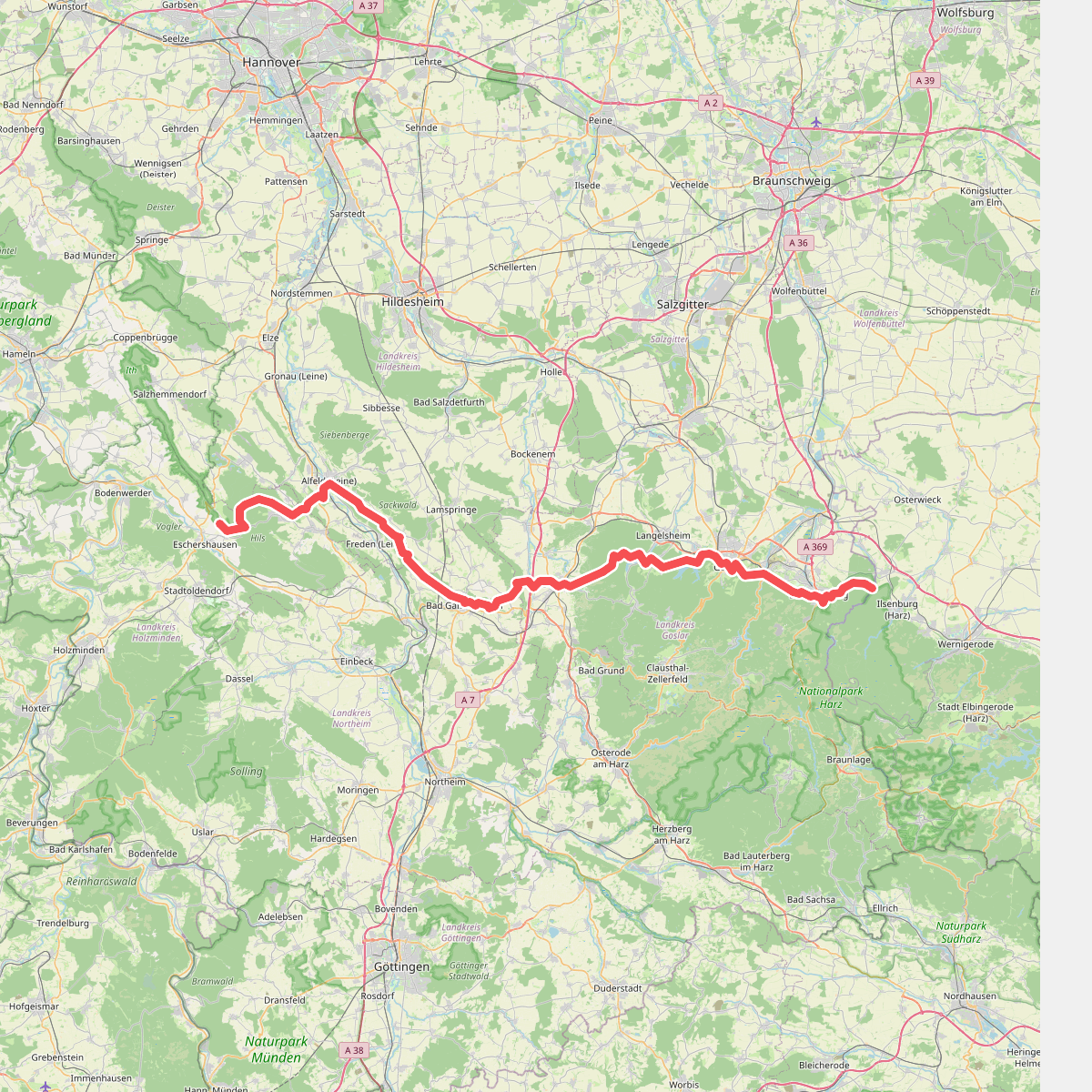 Europäischer Fernwanderweg E11, Niedersachsen (O)