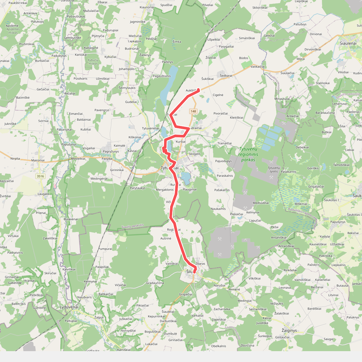 E11 section 71: Šiluva – Tytuvėnai – Aukštiškiai