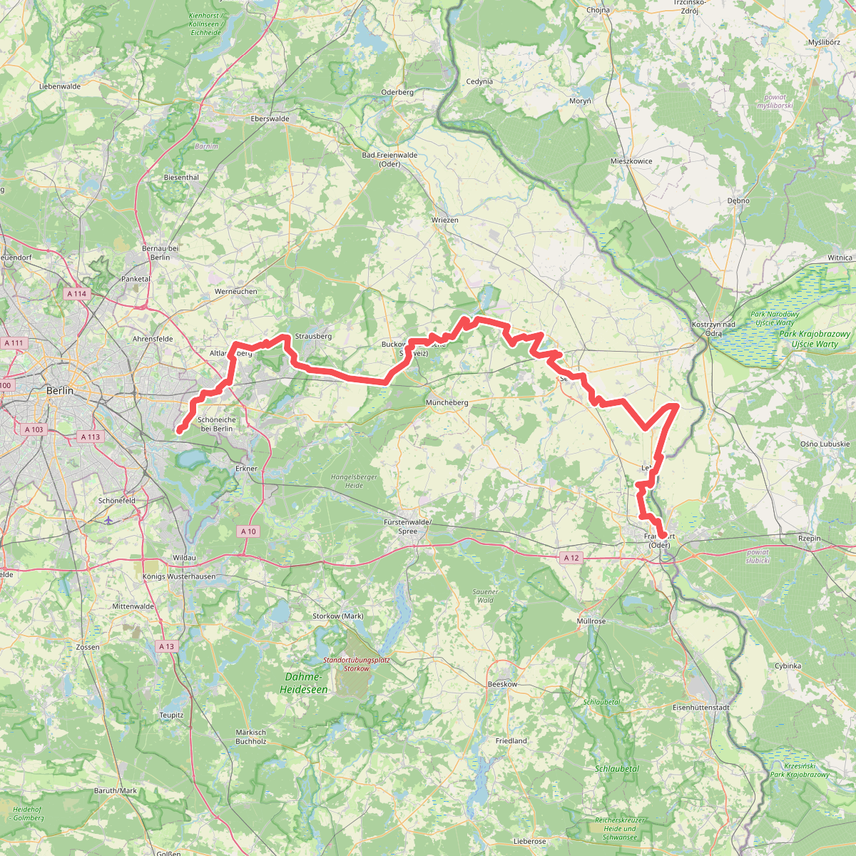 Europäischer Fernwanderweg E11, Brandenburg (O)