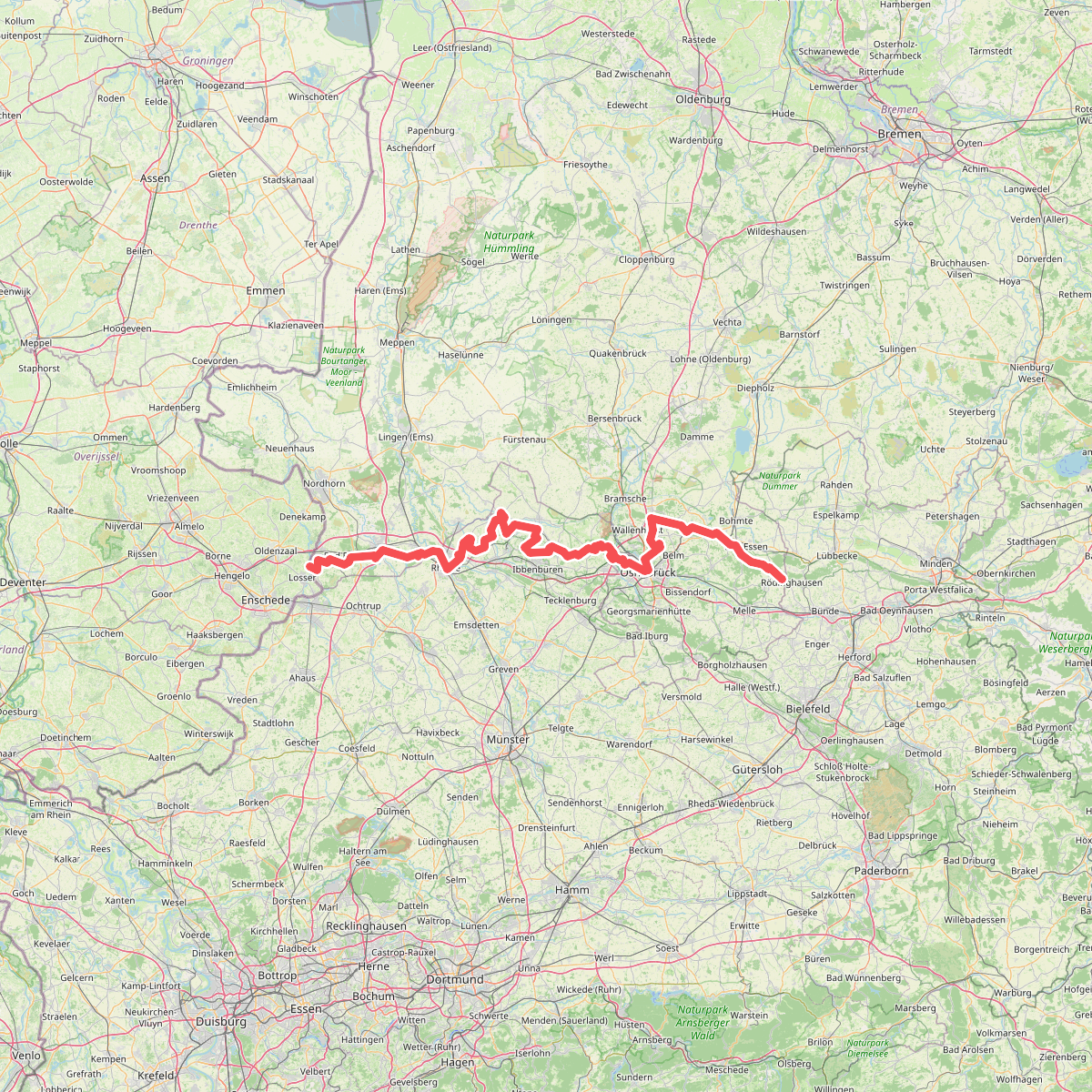 Europäischer Fernwanderweg E11, Niedersachsen (W)