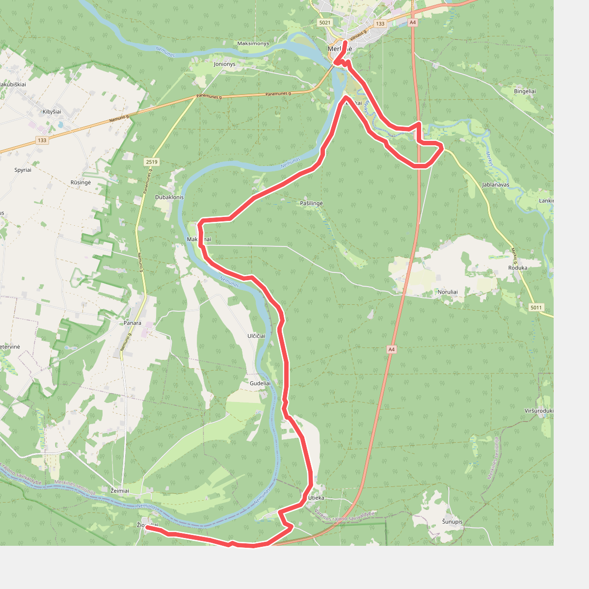 E11 section 55: Žiogeliai – Merkinė